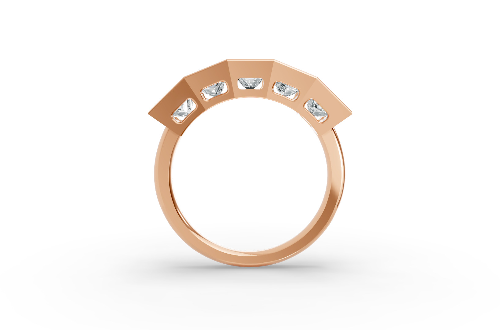 Princess Shape Diamond Anniversary Band in Gold