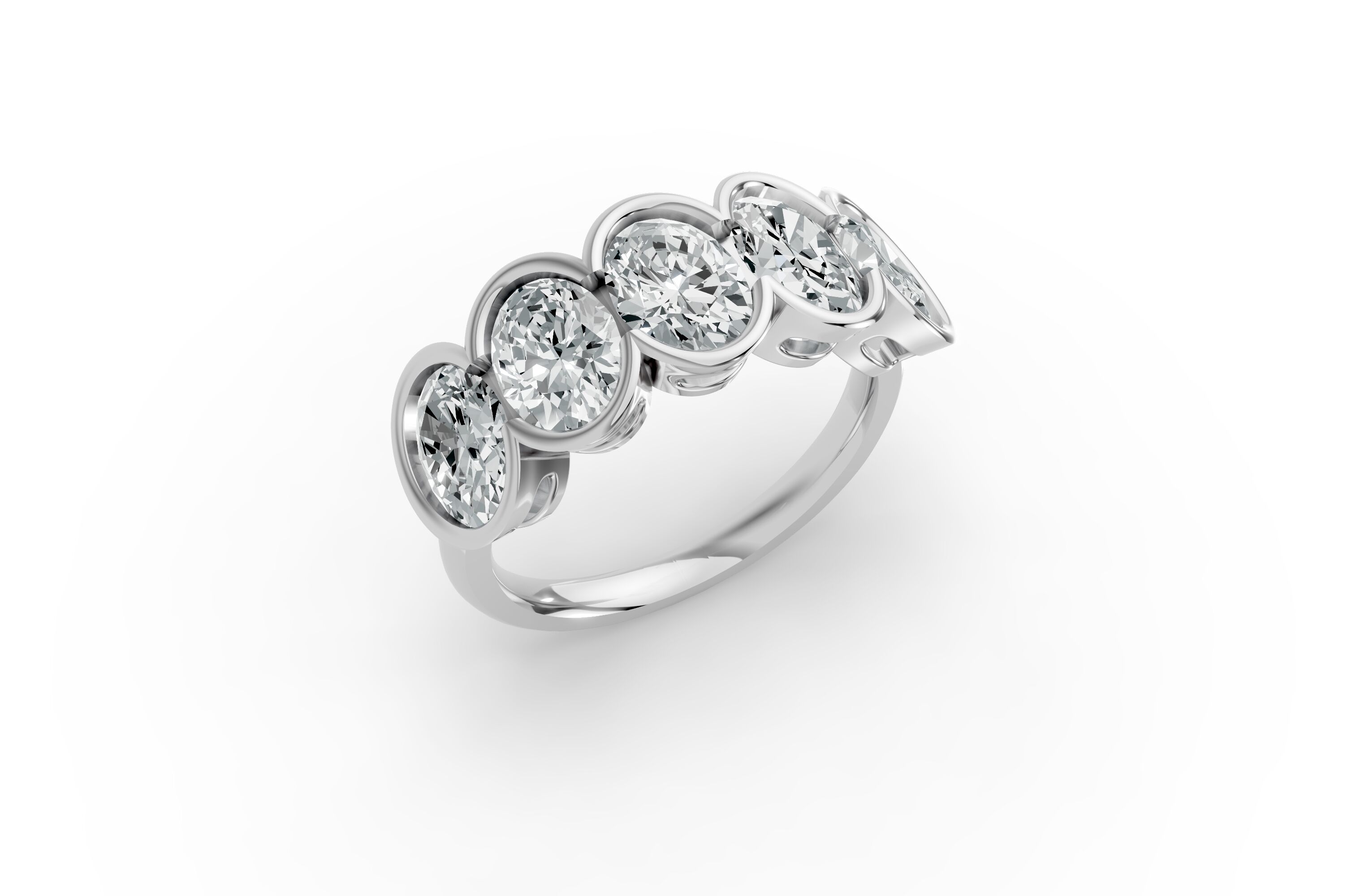 Oval Shape Diamond Anniversary Band in Gold