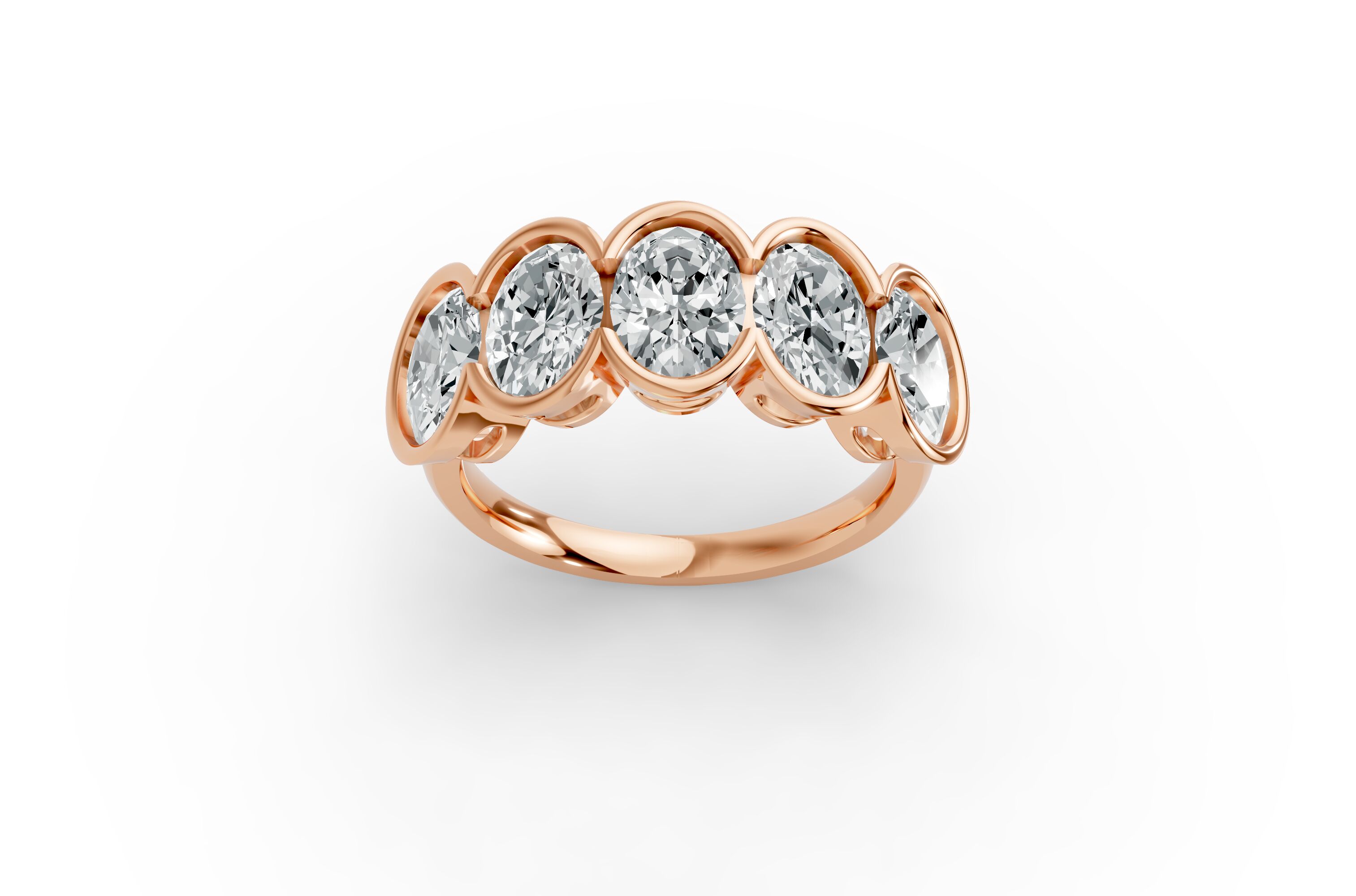 Oval Shape Diamond Anniversary Band in Gold