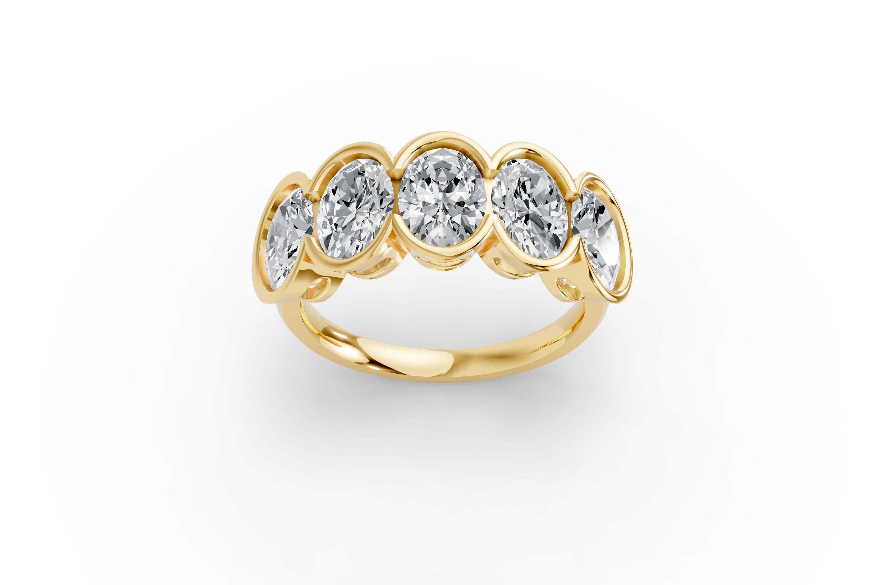 Oval Shape Diamond Anniversary Band in Gold