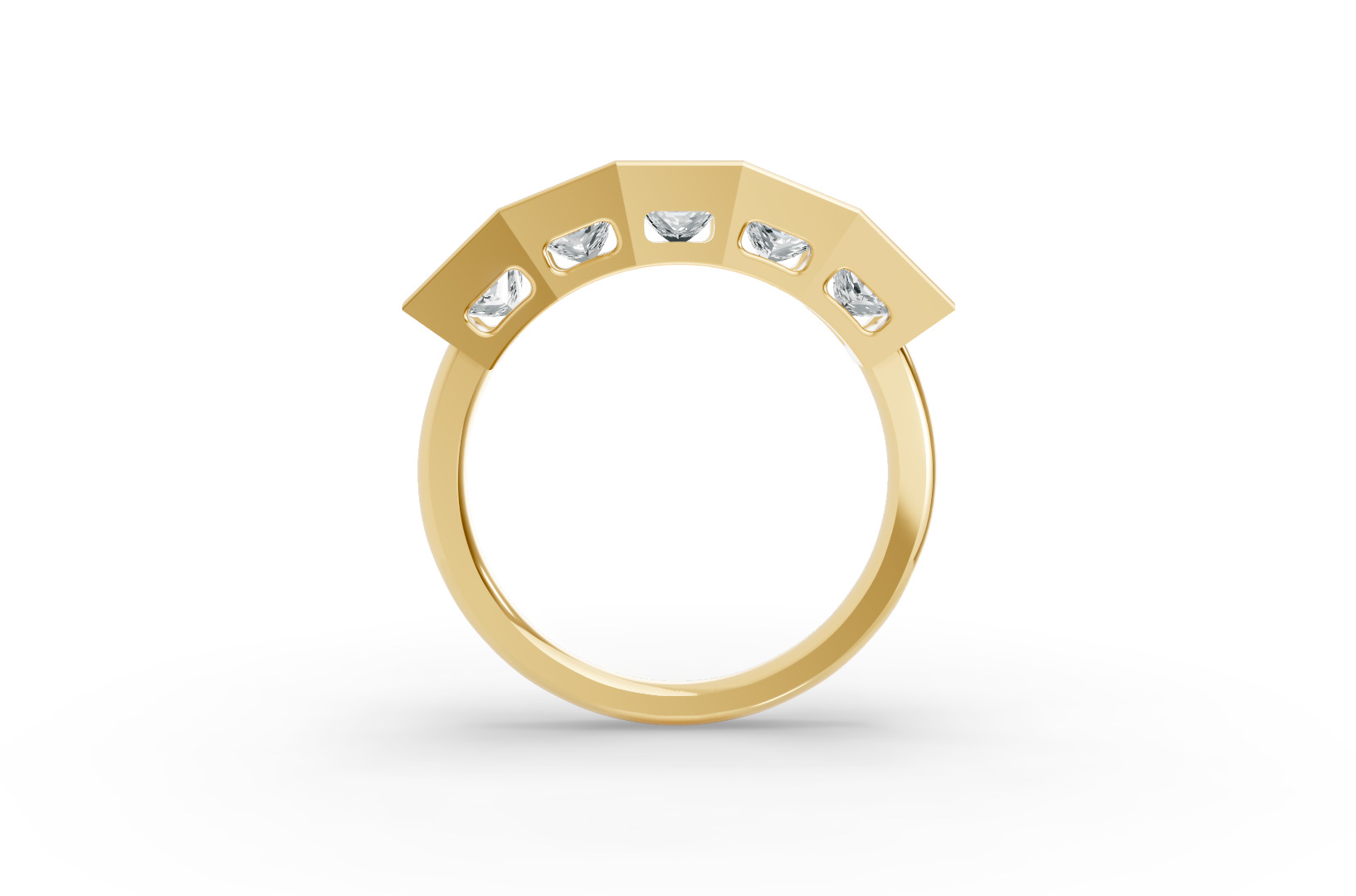 Princess Shape Diamond Anniversary Band in Gold