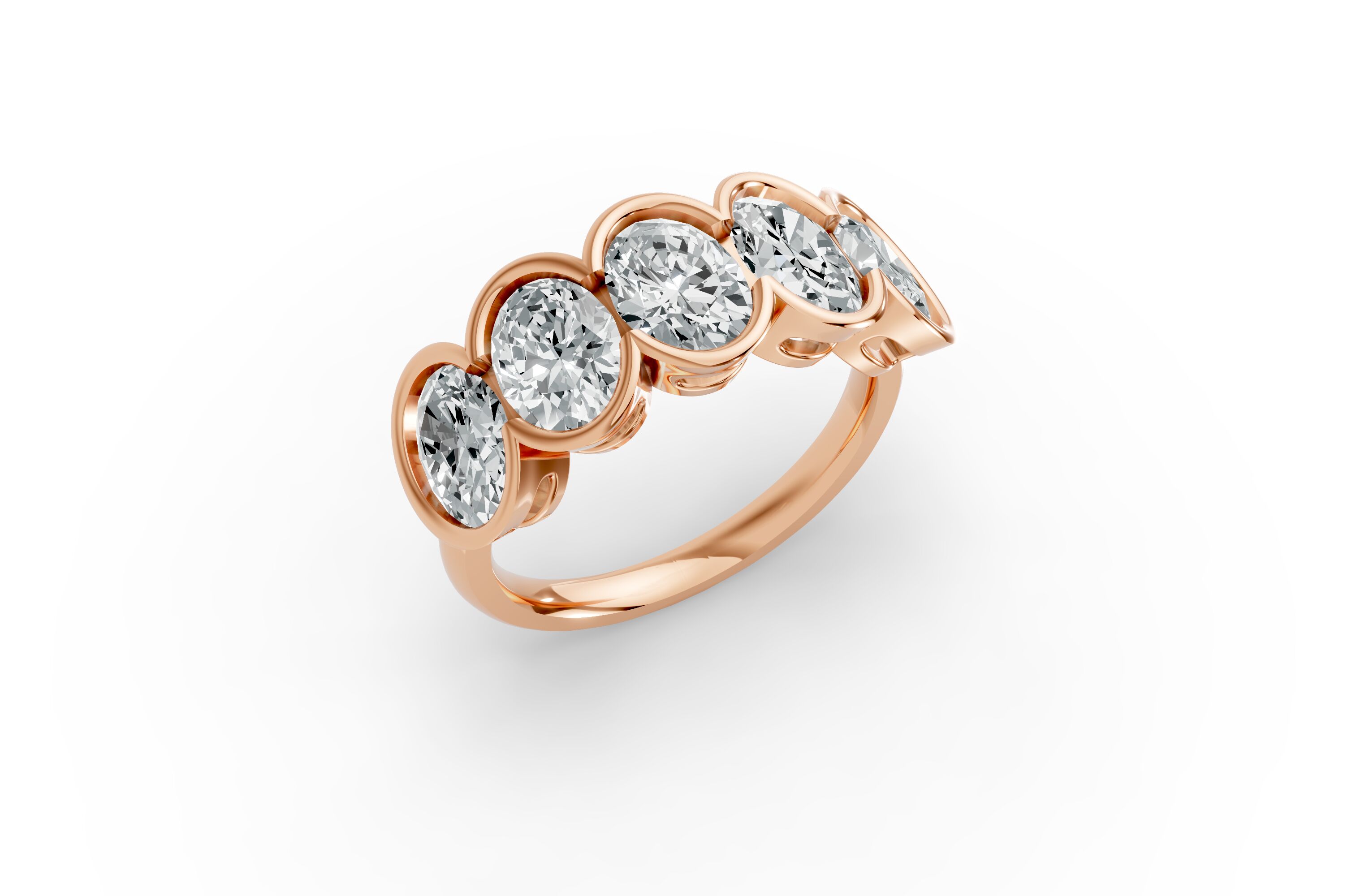 Oval Shape Diamond Anniversary Band in Gold