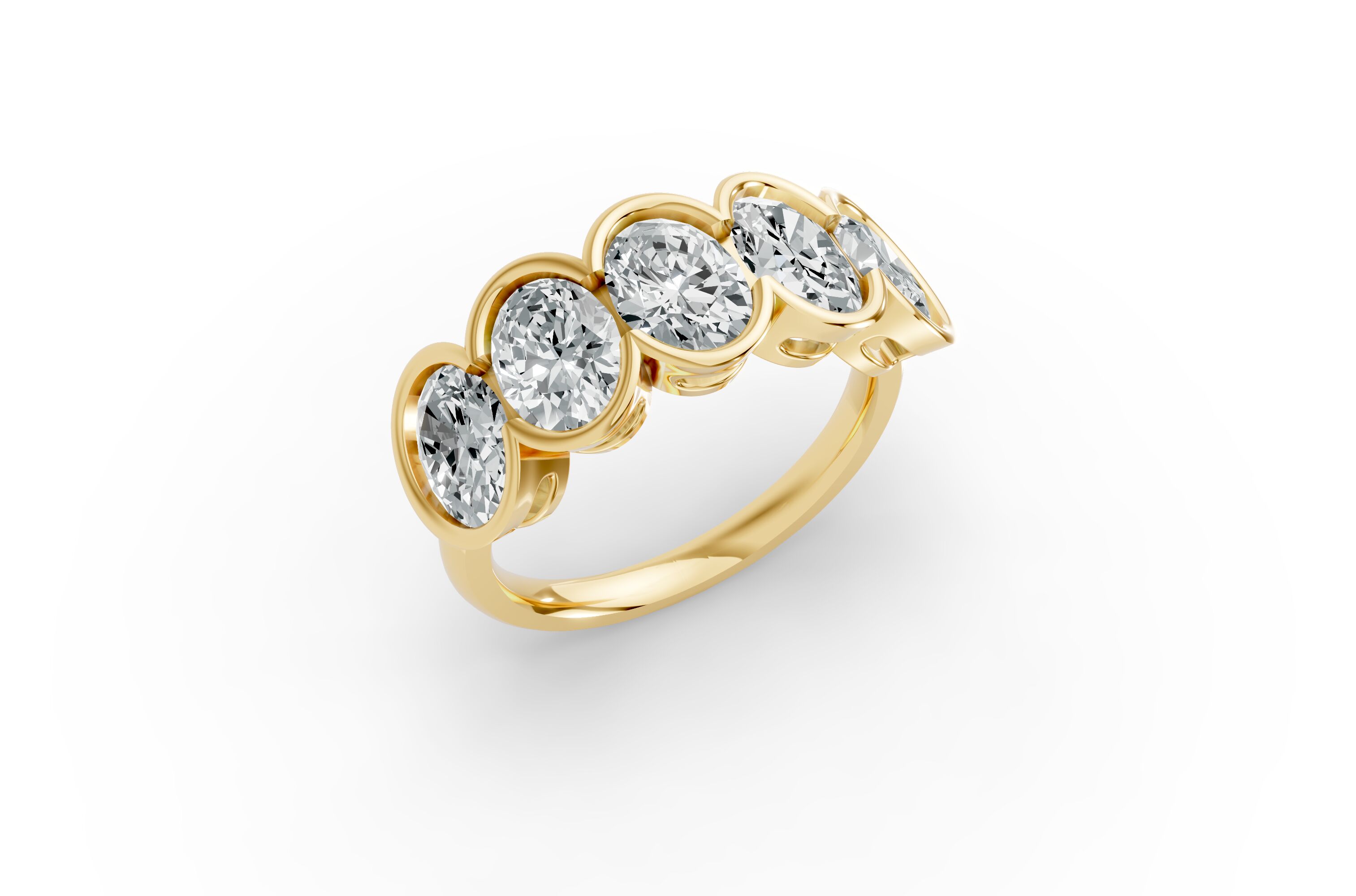 Oval Shape Diamond Anniversary Band in Gold