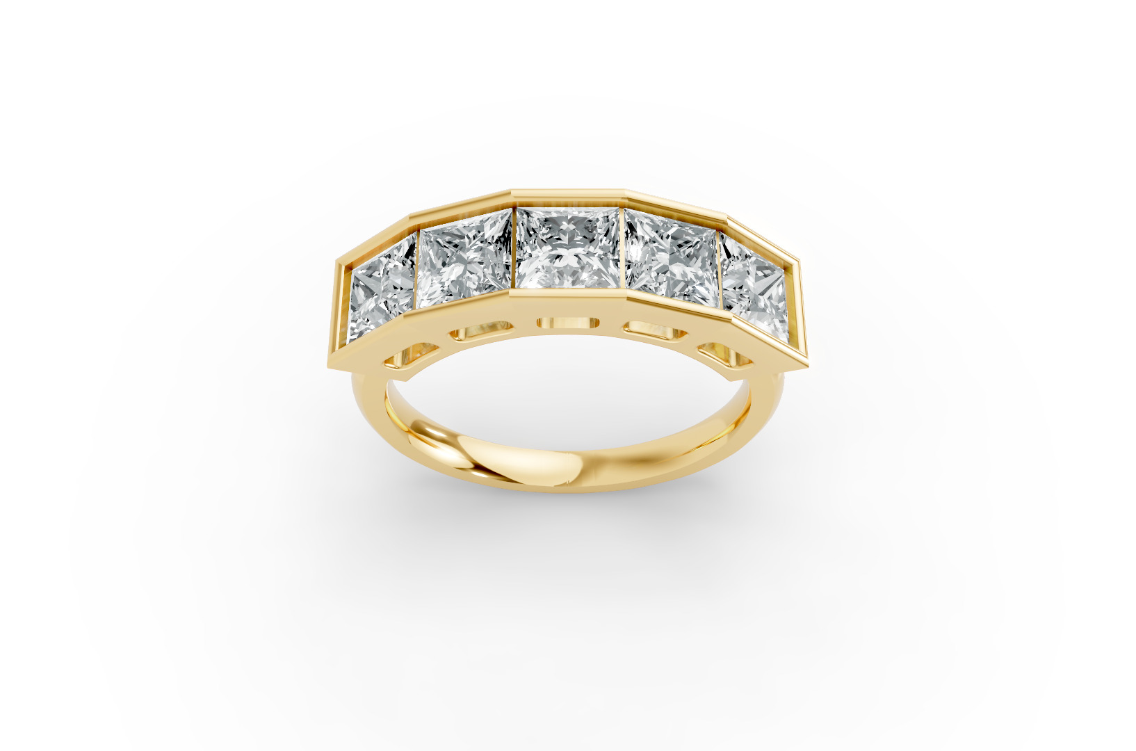 Princess Shape Diamond Anniversary Band in Gold