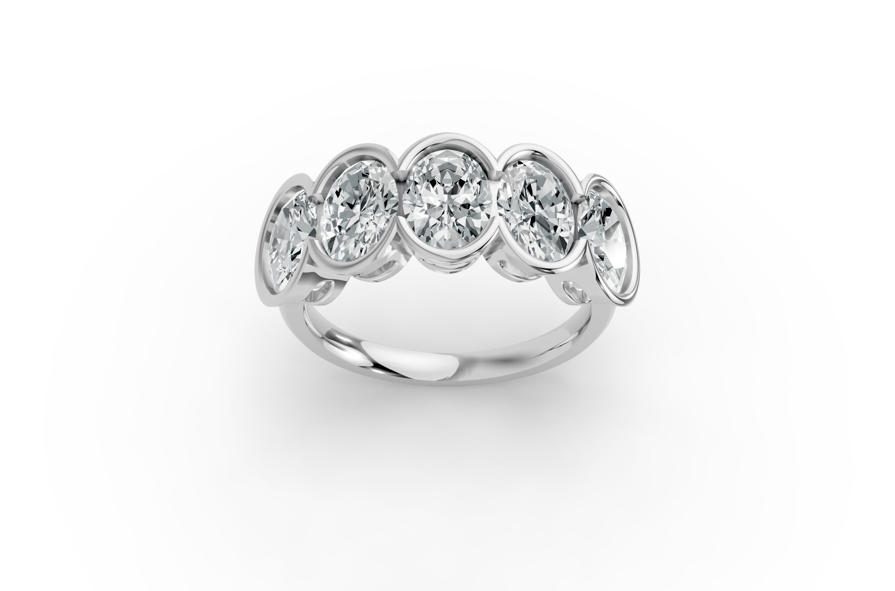 Oval Shape Diamond Anniversary Band in Gold