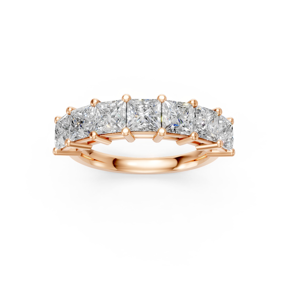 Princess Shape Diamond Anniversary Band in Gold