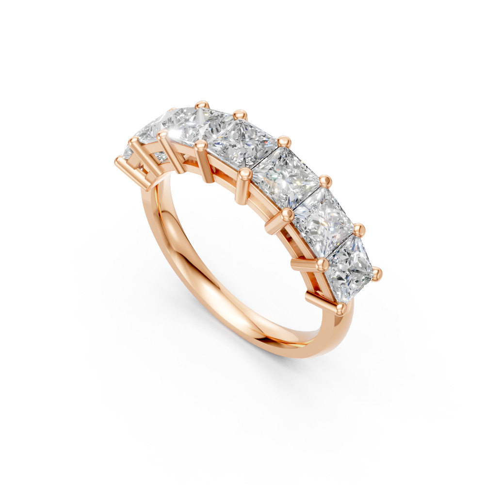 Princess Shape Diamond Anniversary Band in Gold
