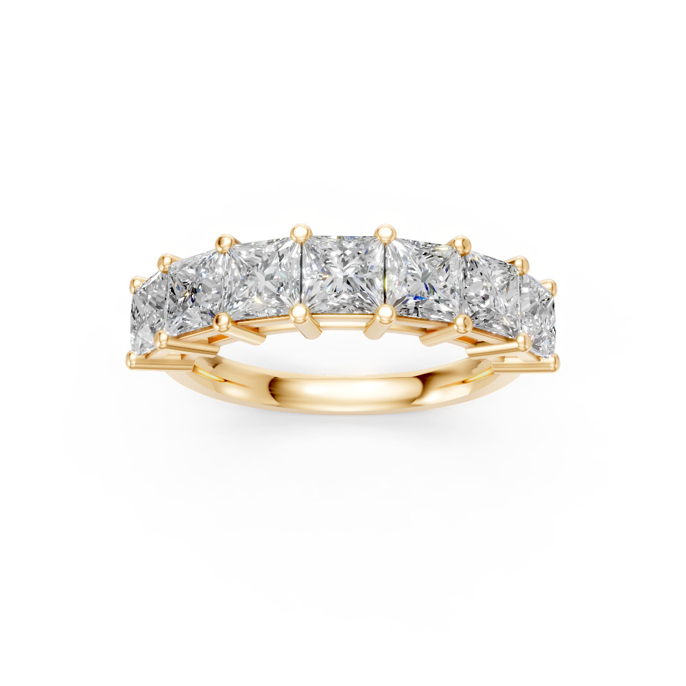 Princess Shape Diamond Anniversary Band in Gold