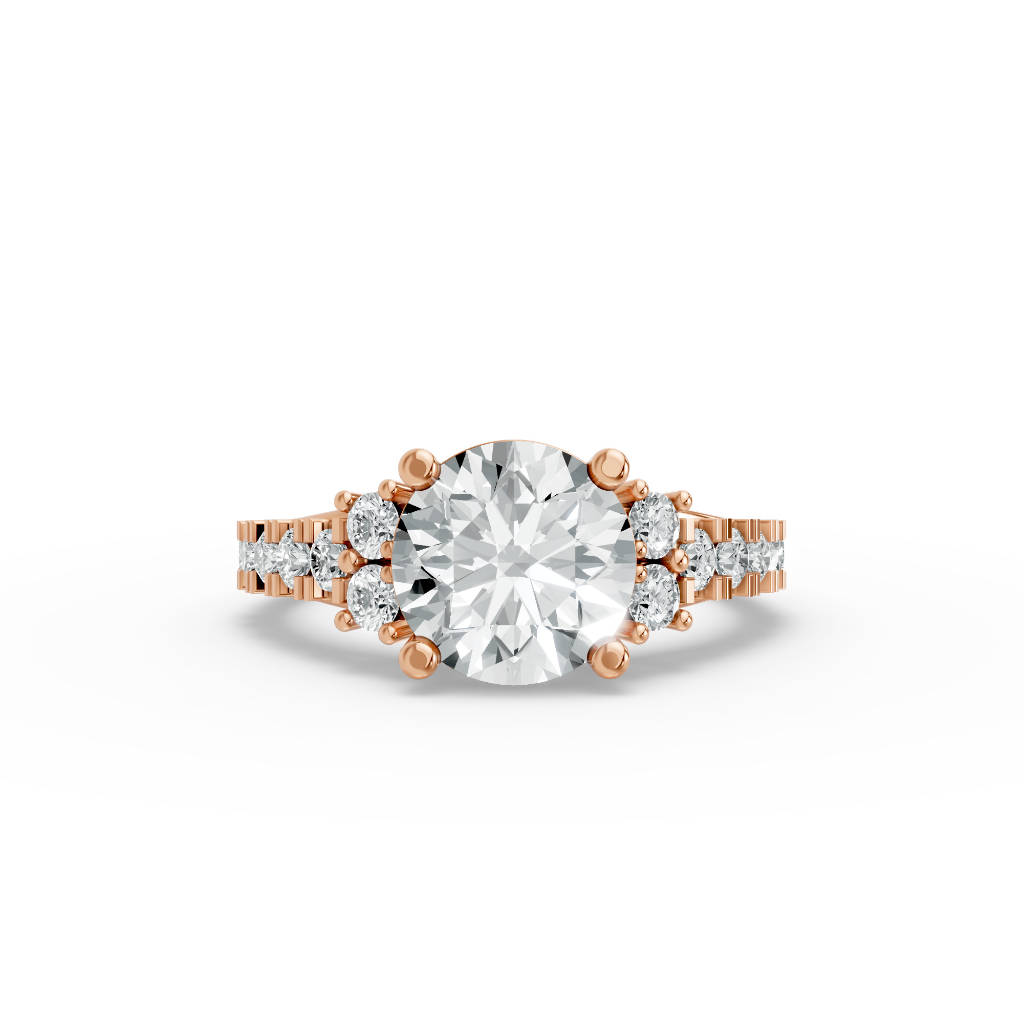 Round Shape Diamond Fancy Engagement Ring in Gold