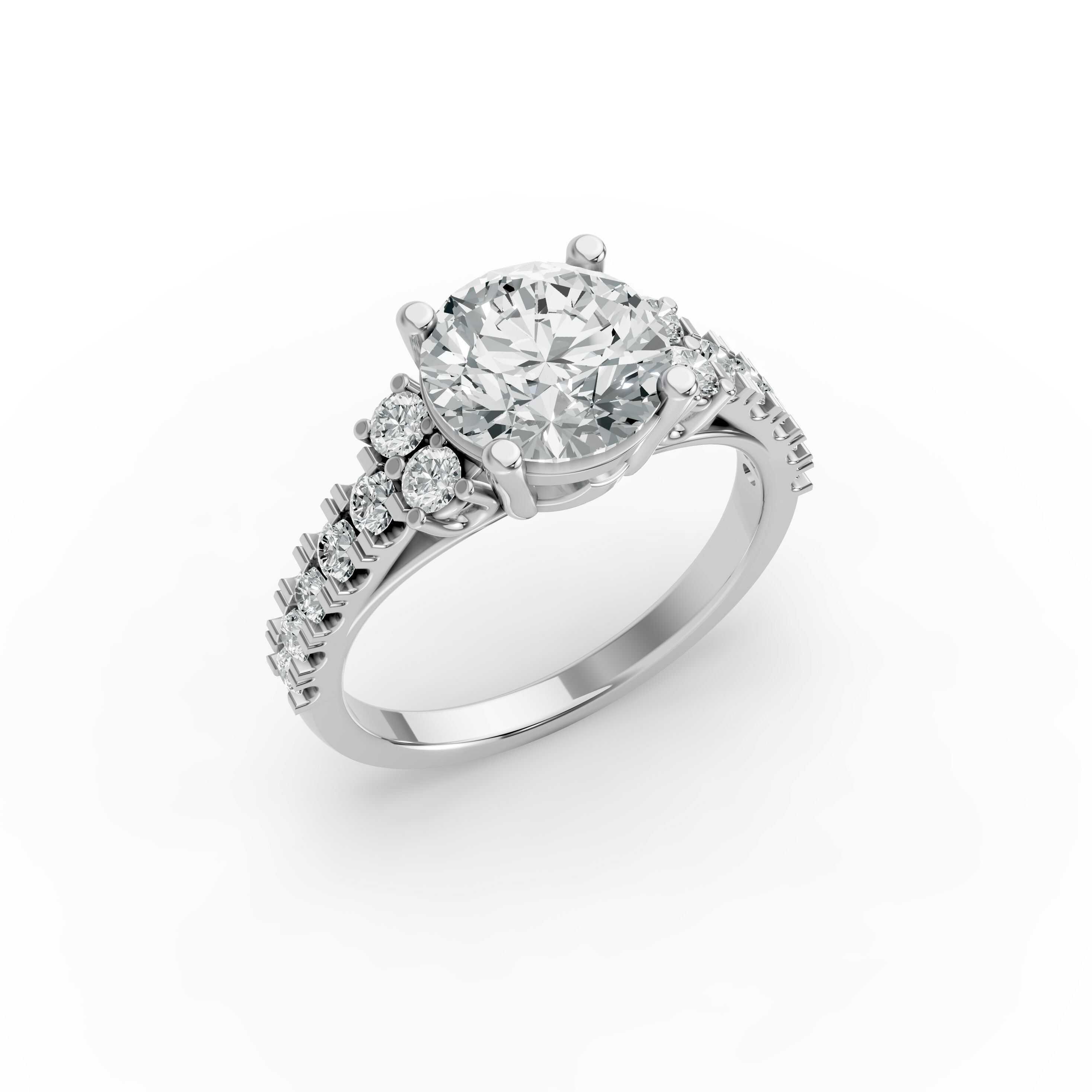 Round Shape Diamond Fancy Engagement Ring in Gold