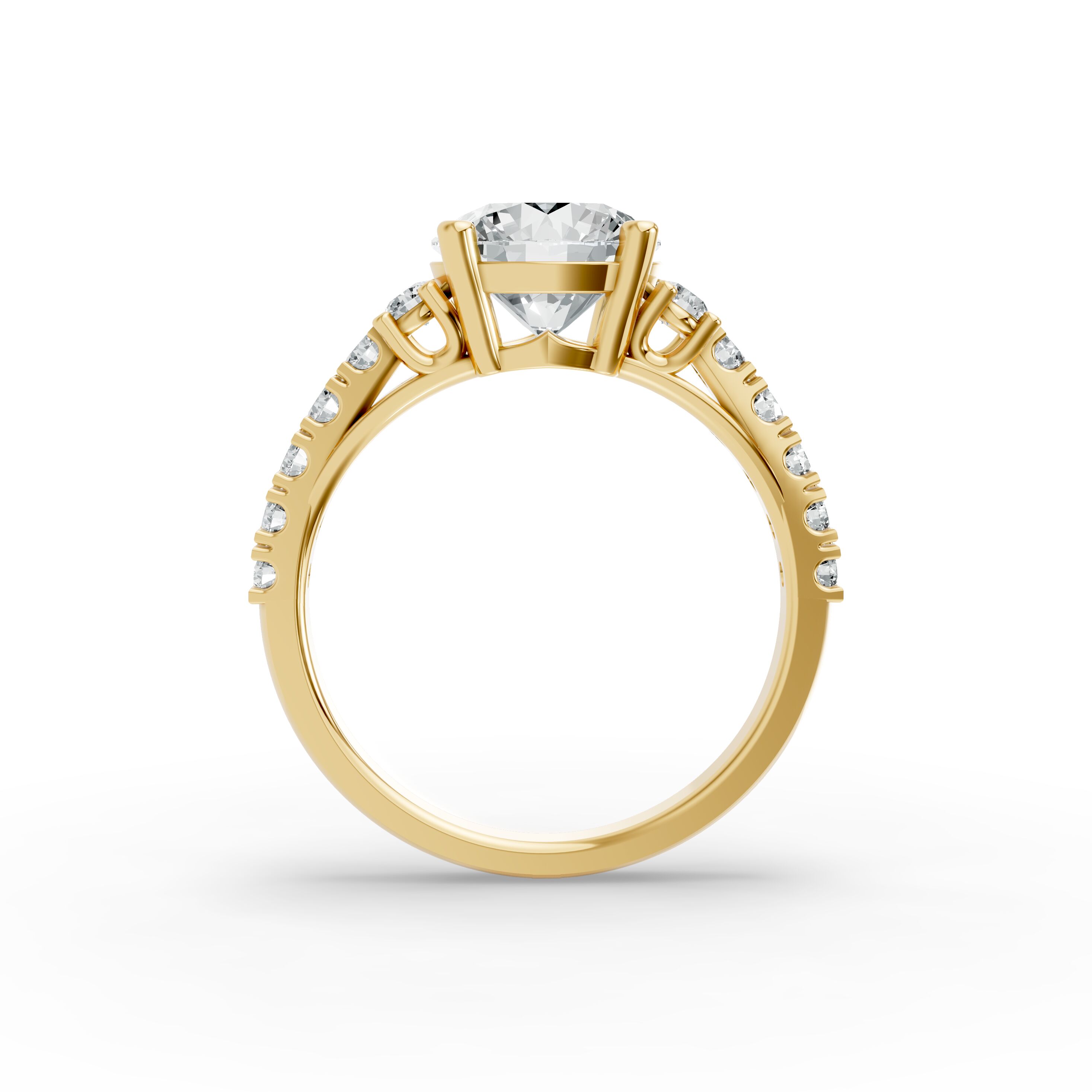 Round Shape Diamond Fancy Engagement Ring in Gold