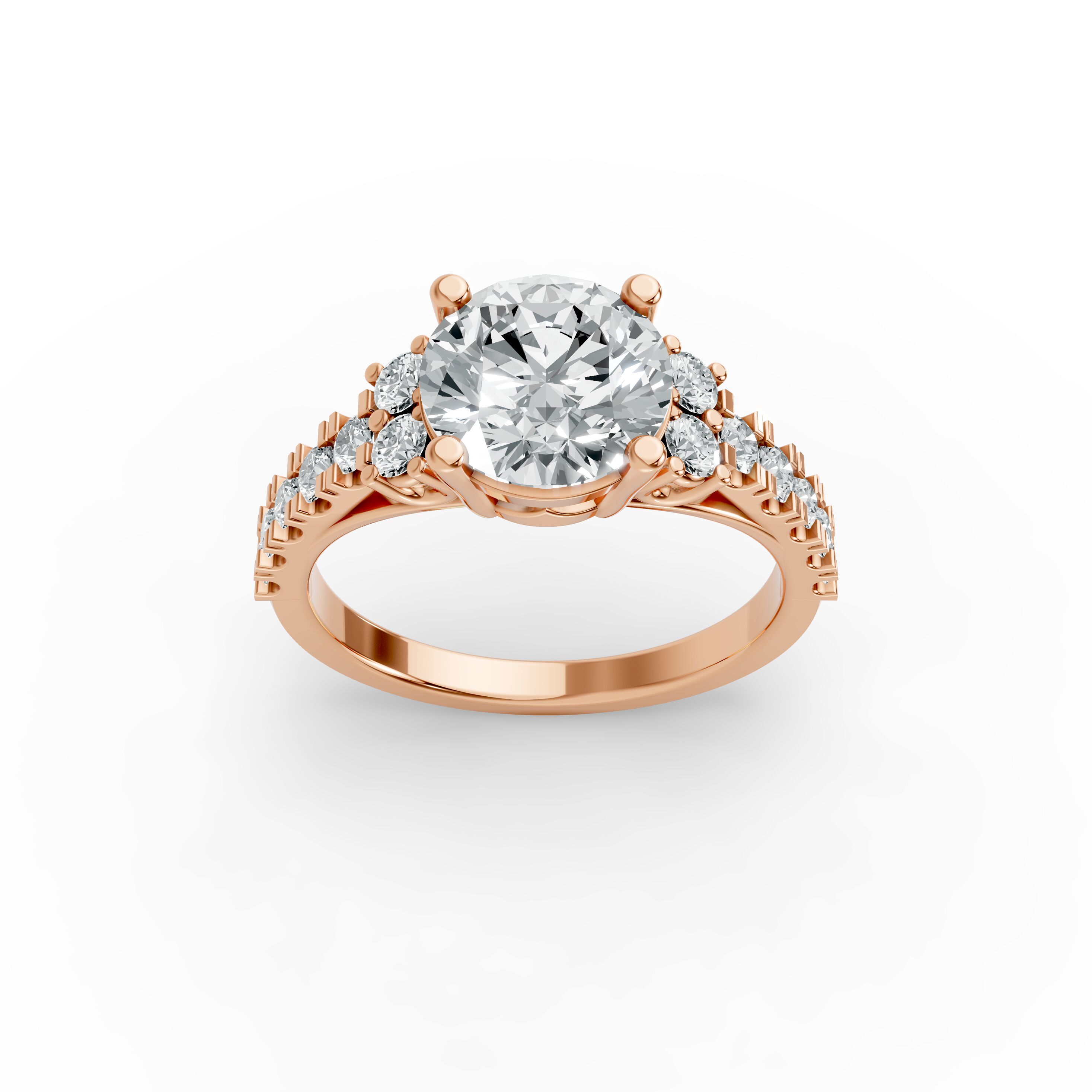 Round Shape Diamond Fancy Engagement Ring in Gold