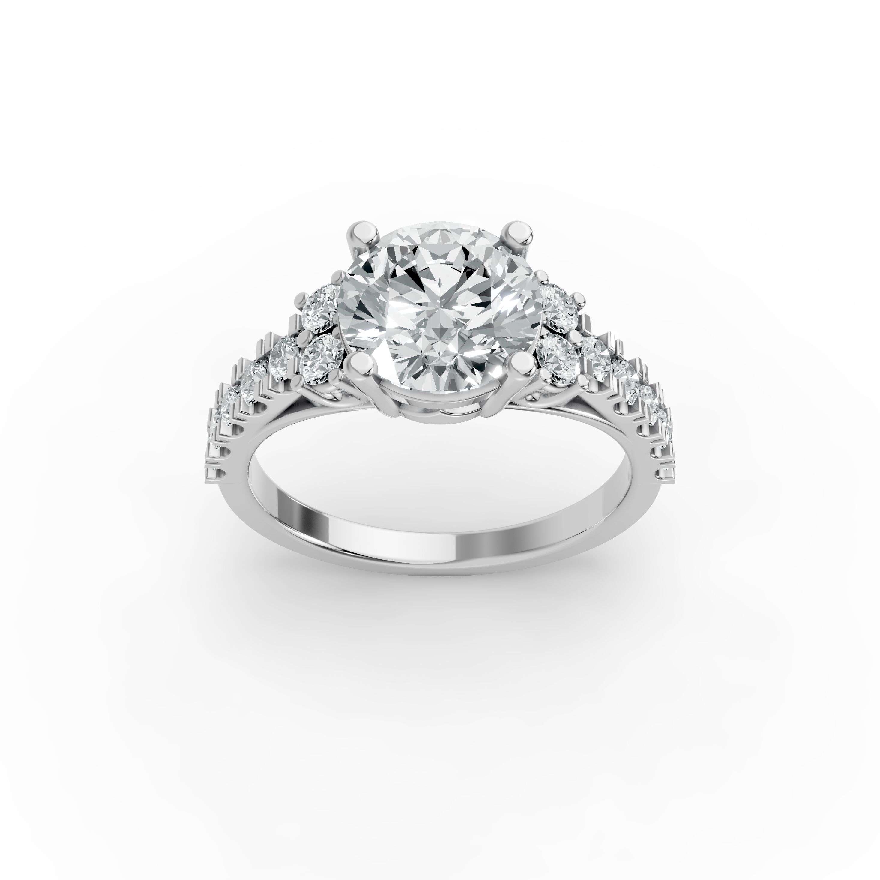 Round Shape Diamond Fancy Engagement Ring in Gold