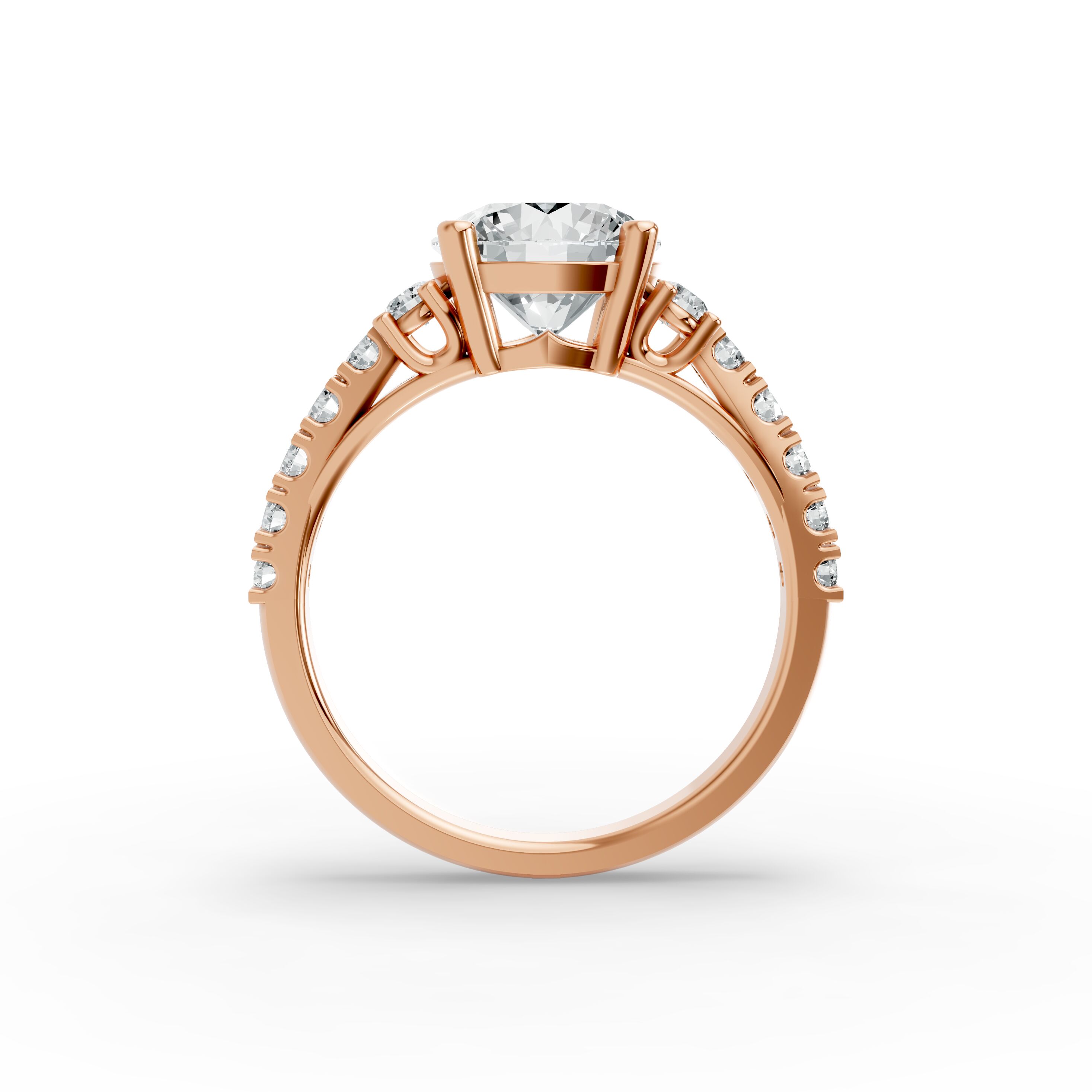 Round Shape Diamond Fancy Engagement Ring in Gold