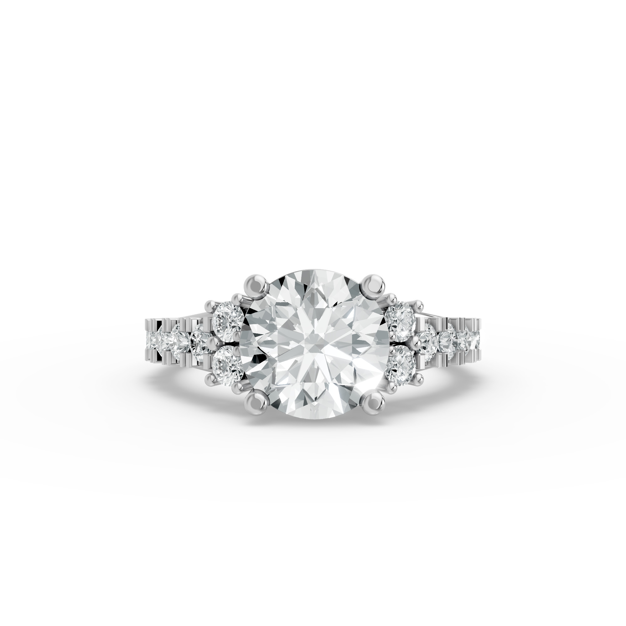 Round Shape Diamond Fancy Engagement Ring in Gold