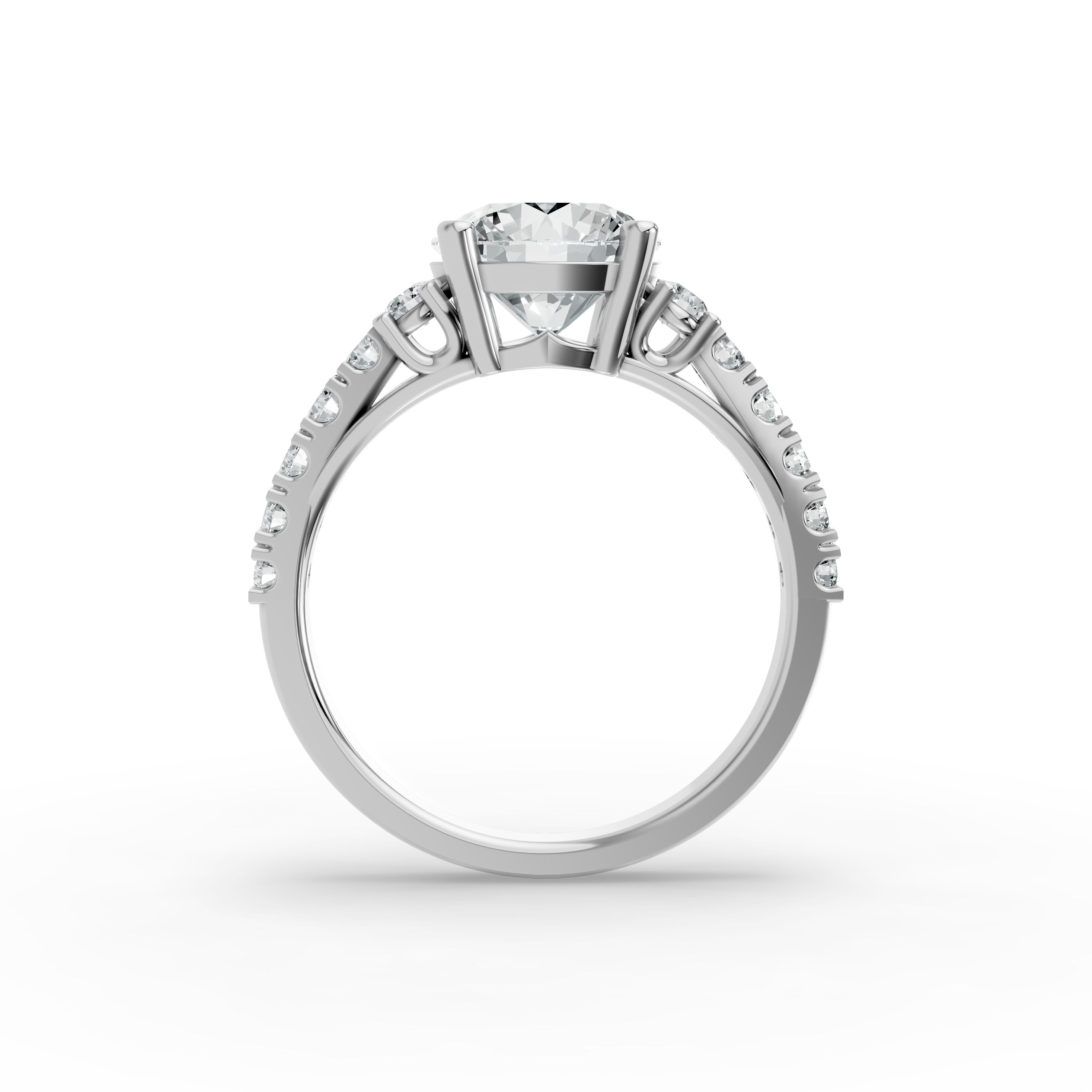 Round Shape Diamond Fancy Engagement Ring in Gold