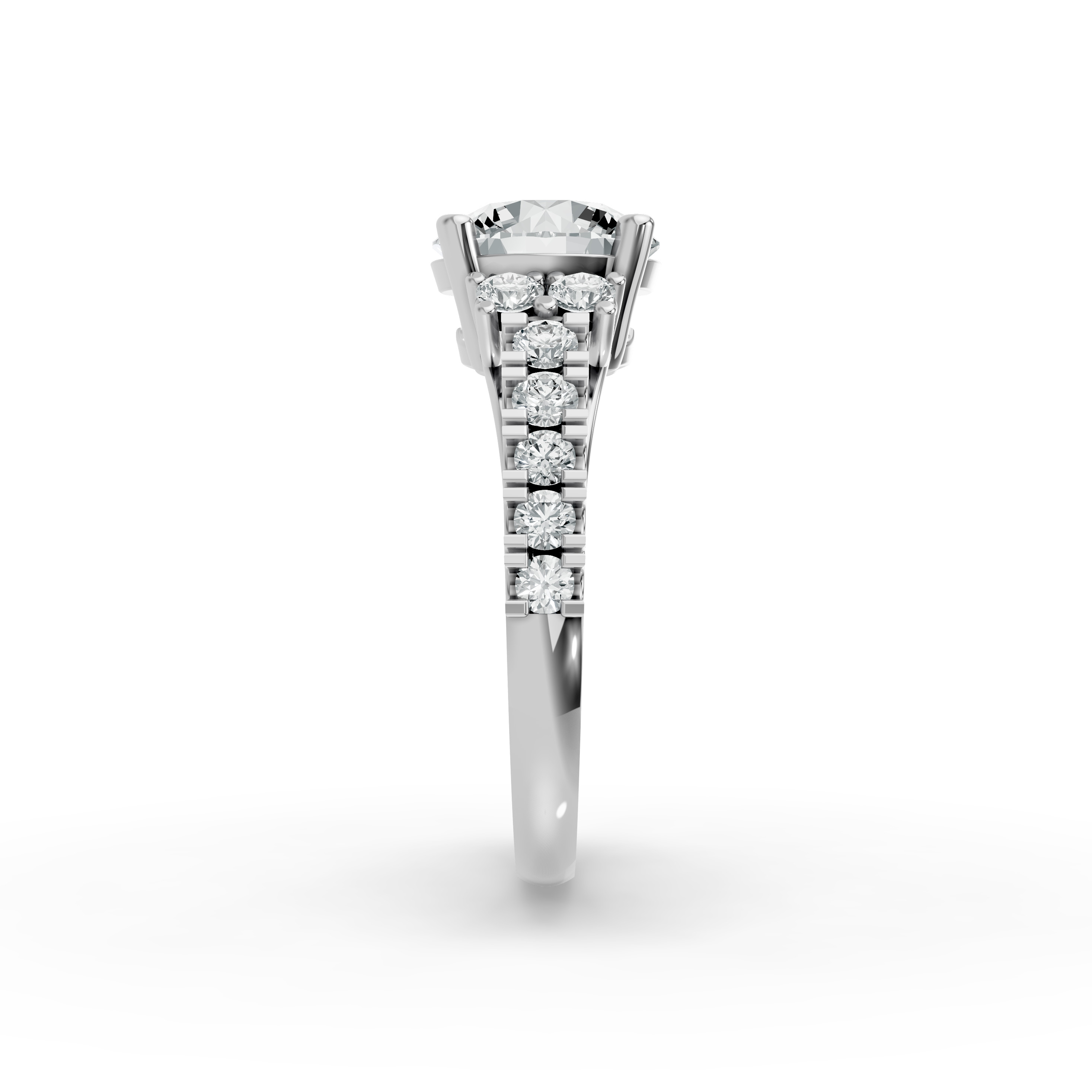 Round Shape Diamond Fancy Engagement Ring in Gold