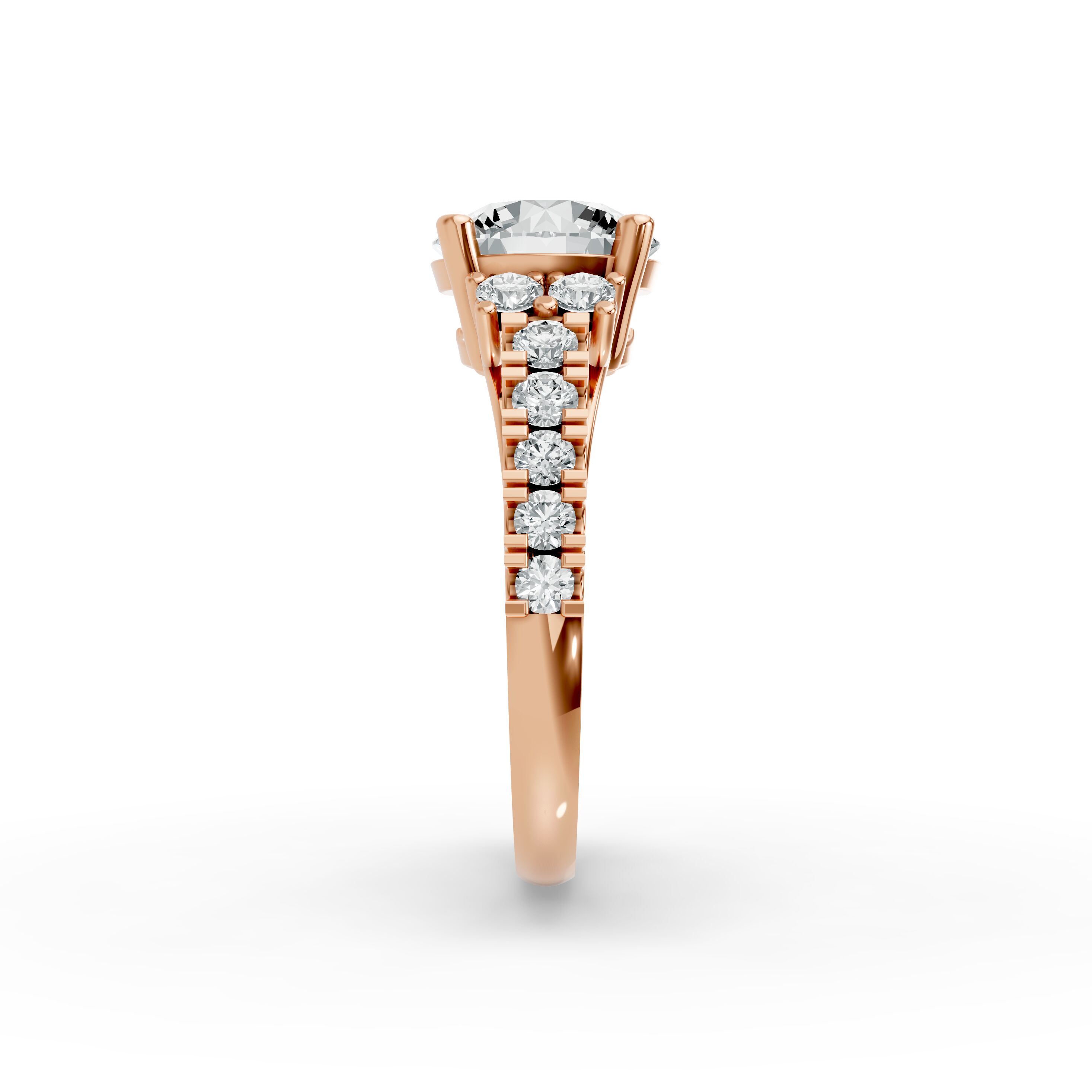 Round Shape Diamond Fancy Engagement Ring in Gold