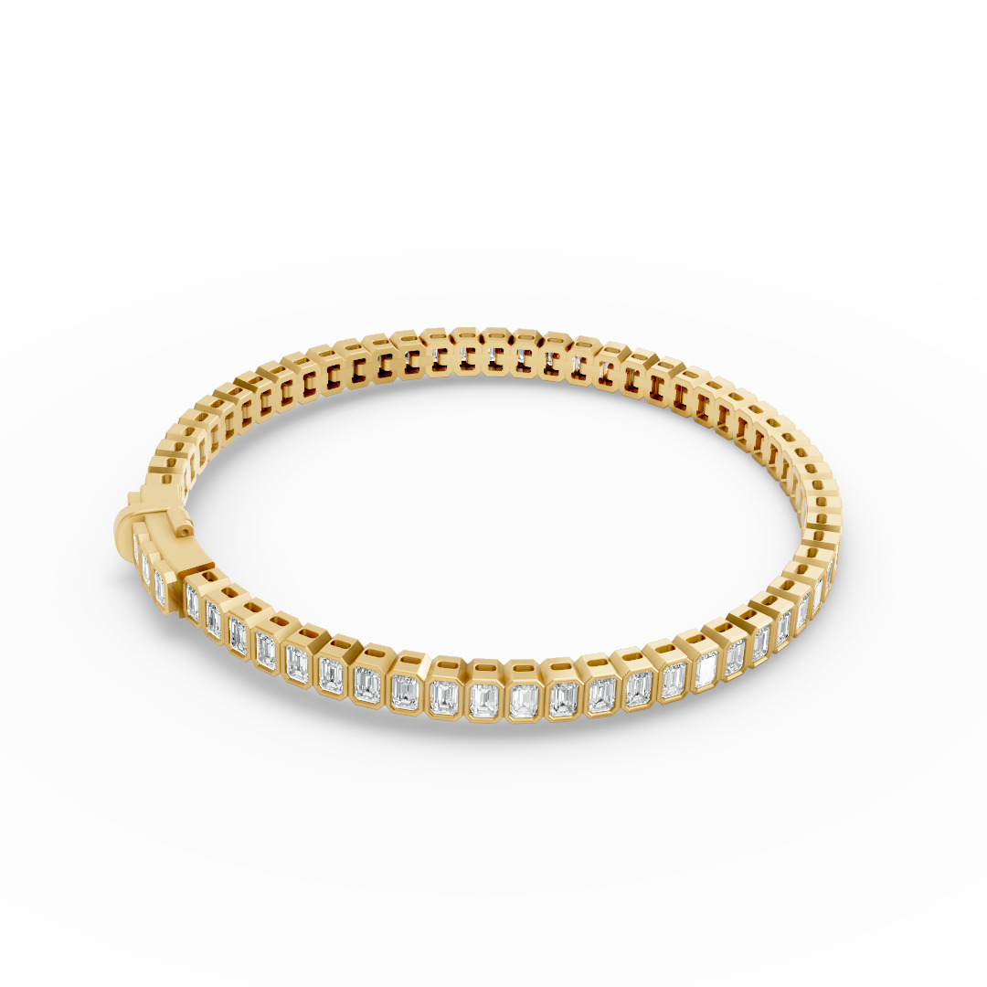 Emerald Shape Diamond Bracelets in Gold