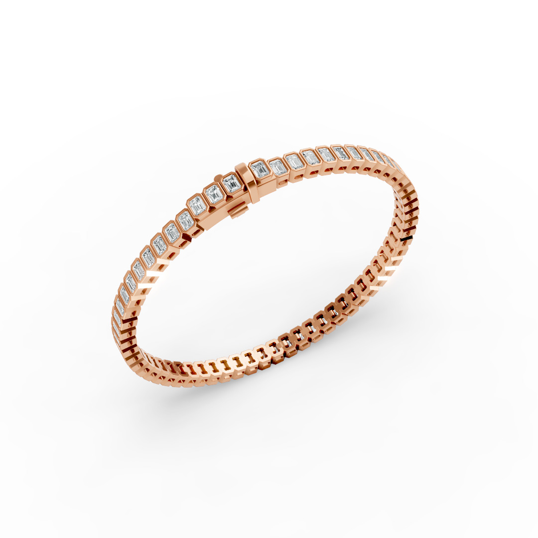 Emerald Shape Diamond Bracelets in Gold
