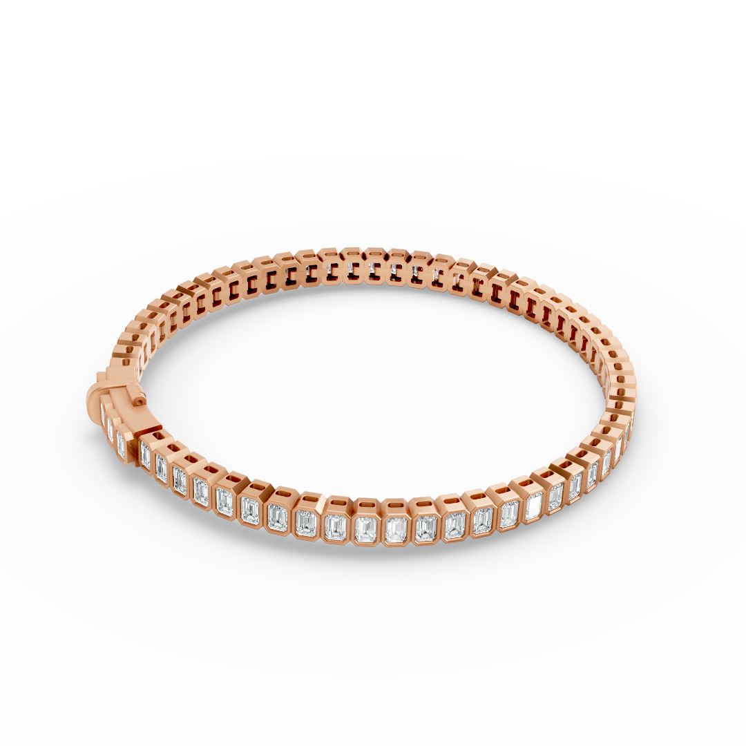 Emerald Shape Diamond Bracelets in Gold