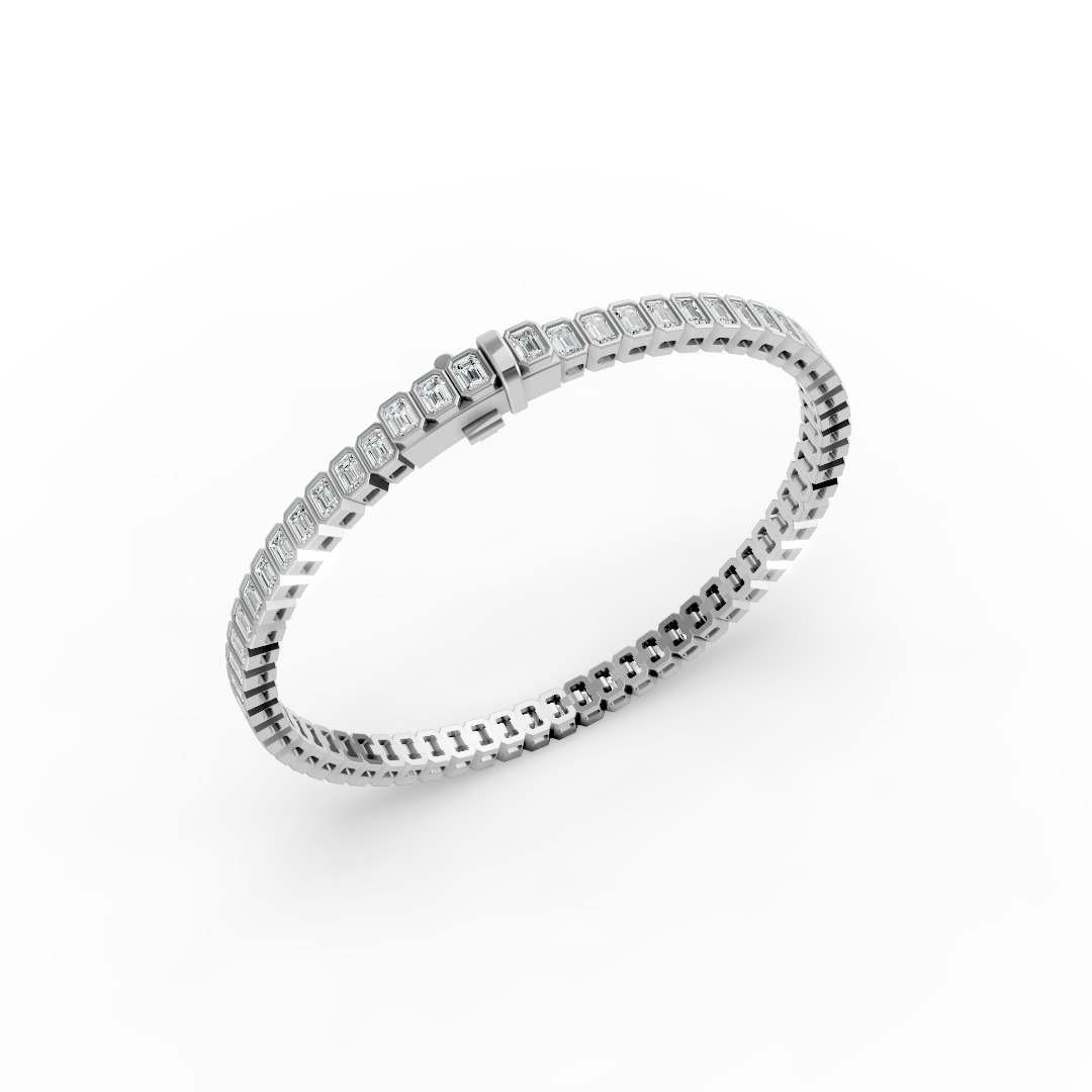 Emerald Shape Diamond Bracelets in Gold