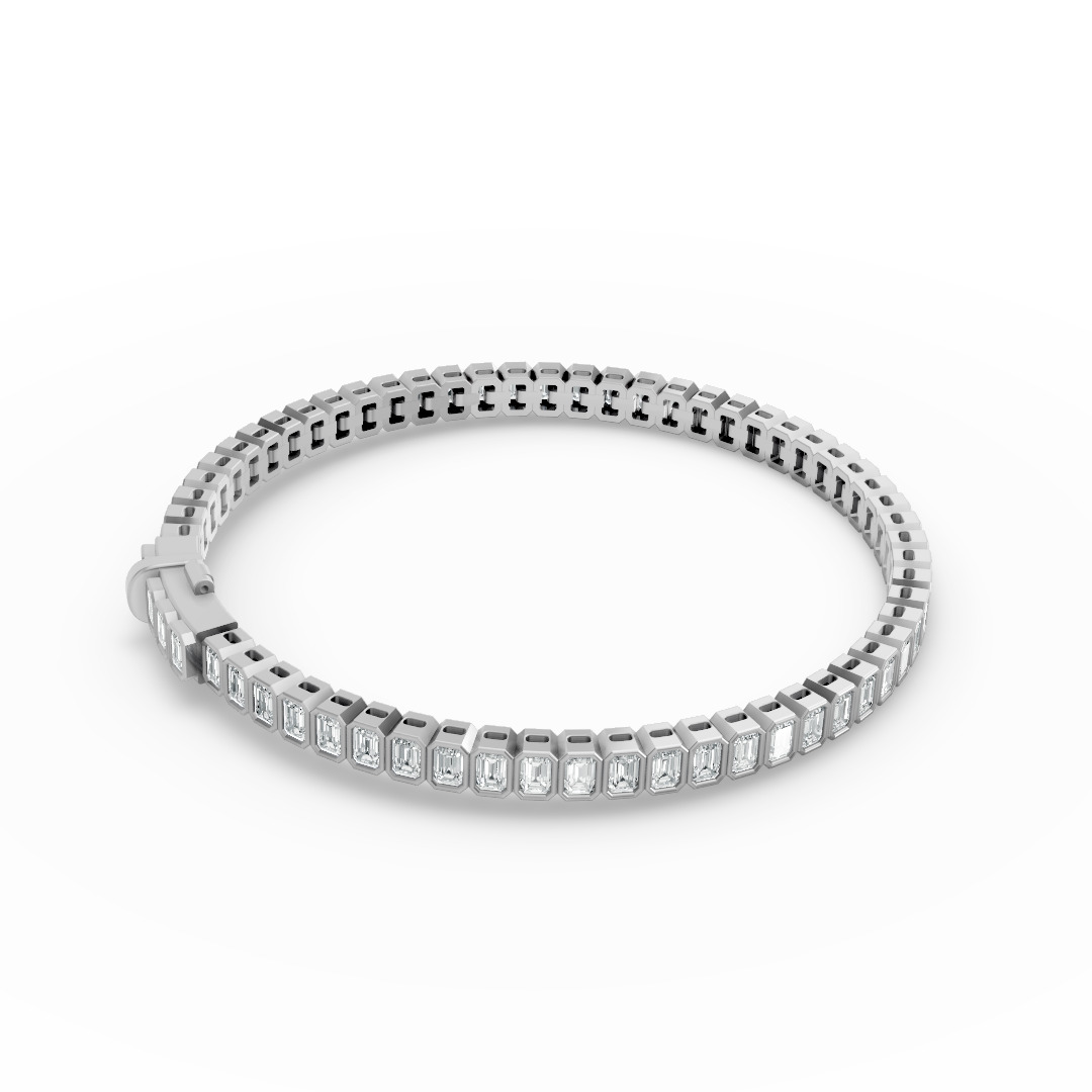 Emerald Shape Diamond Bracelets in Gold