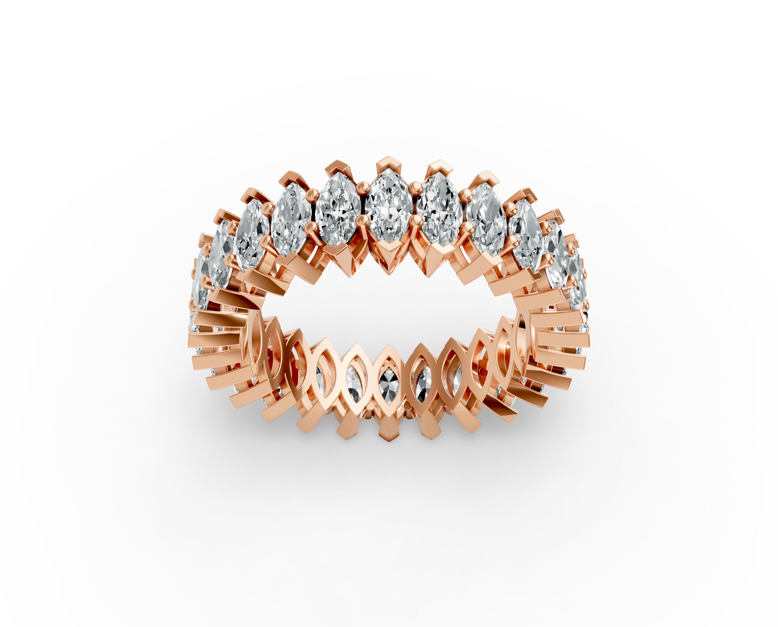 Marquise Shape Diamond Eternity Bands in Gold