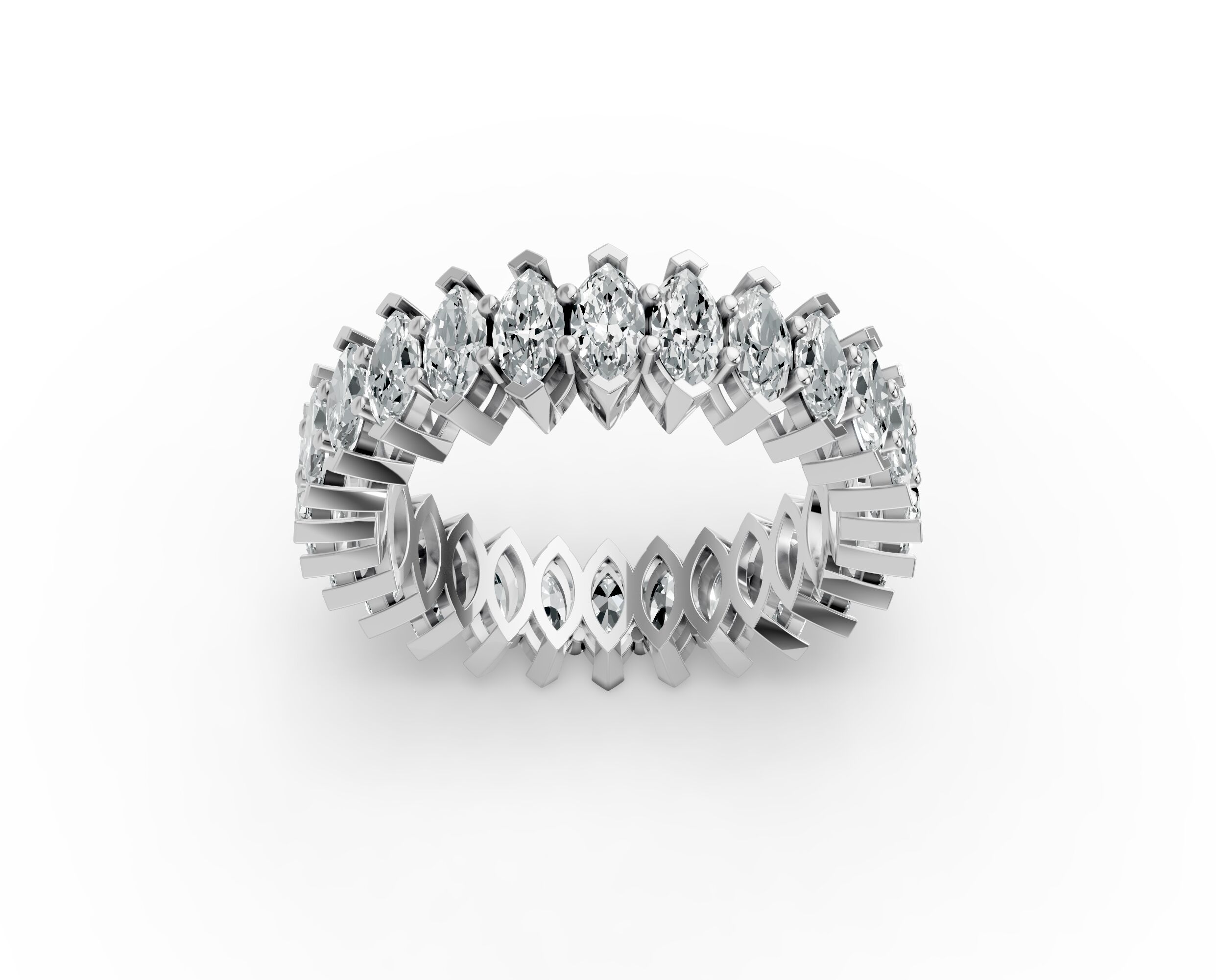 Marquise Shape Diamond Eternity Bands in Gold