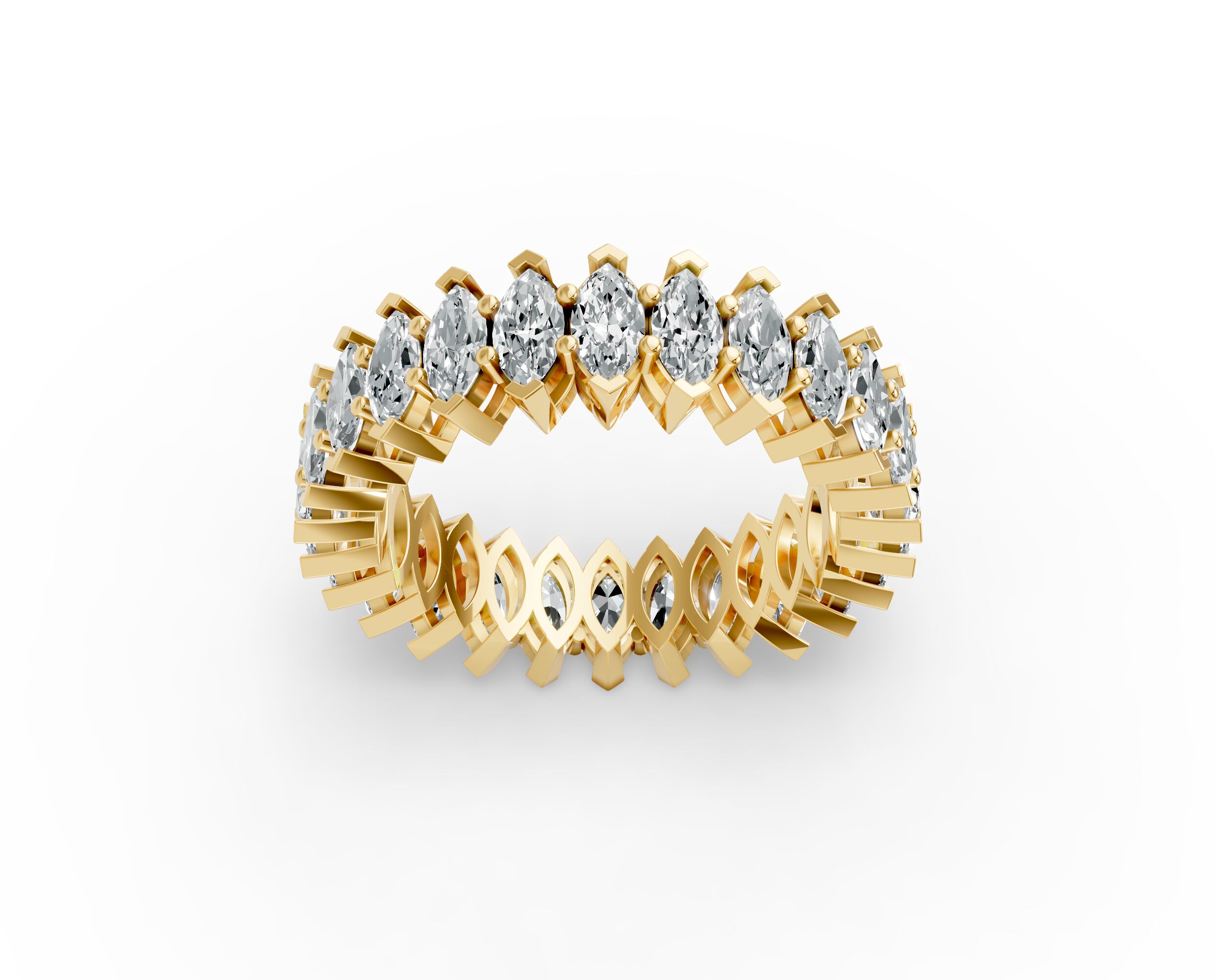 Marquise Shape Diamond Eternity Bands in Gold