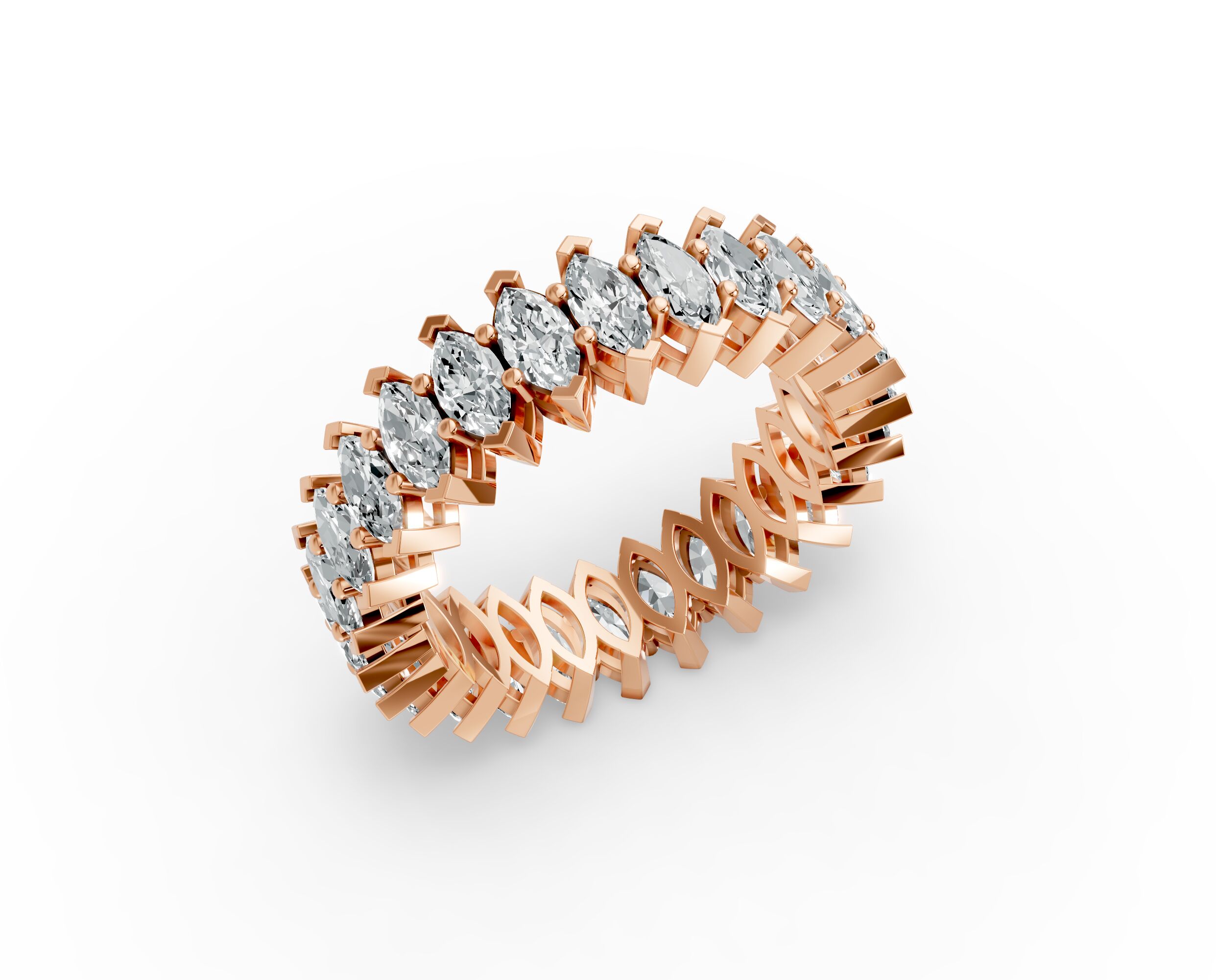 Marquise Shape Diamond Eternity Bands in Gold