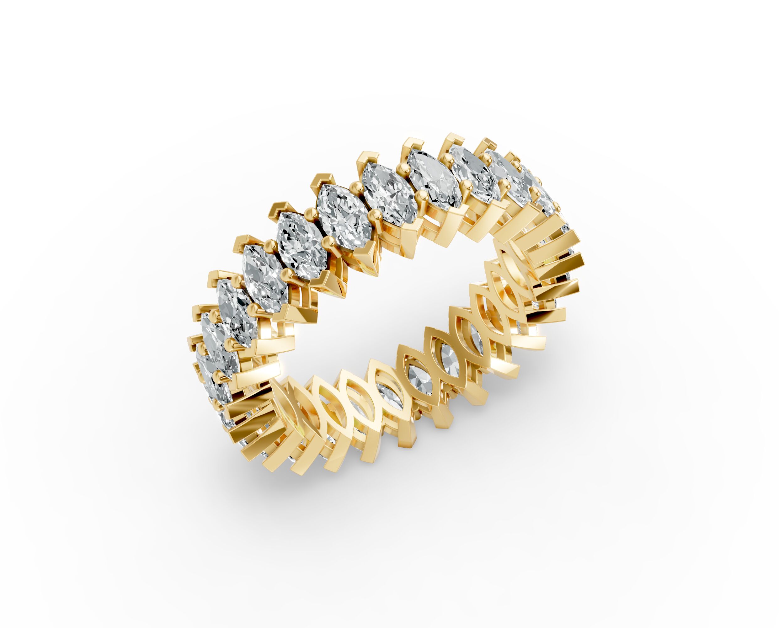 Marquise Shape Diamond Eternity Bands in Gold