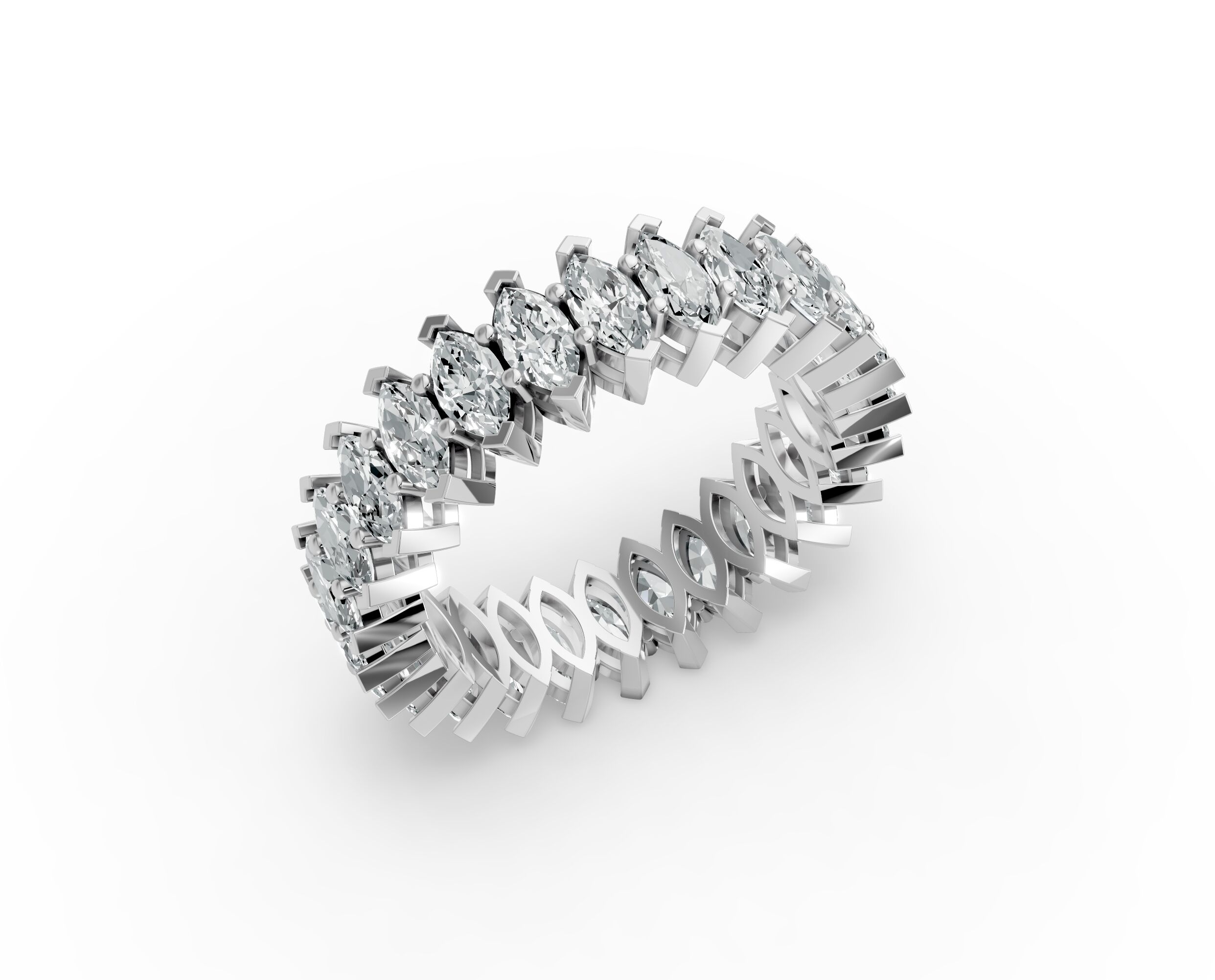 Marquise Shape Diamond Eternity Bands in Gold