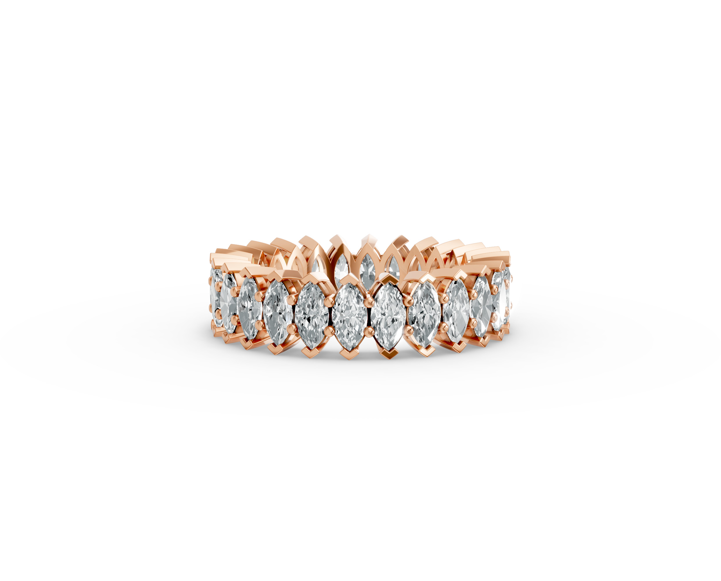 Marquise Shape Diamond Eternity Bands in Gold