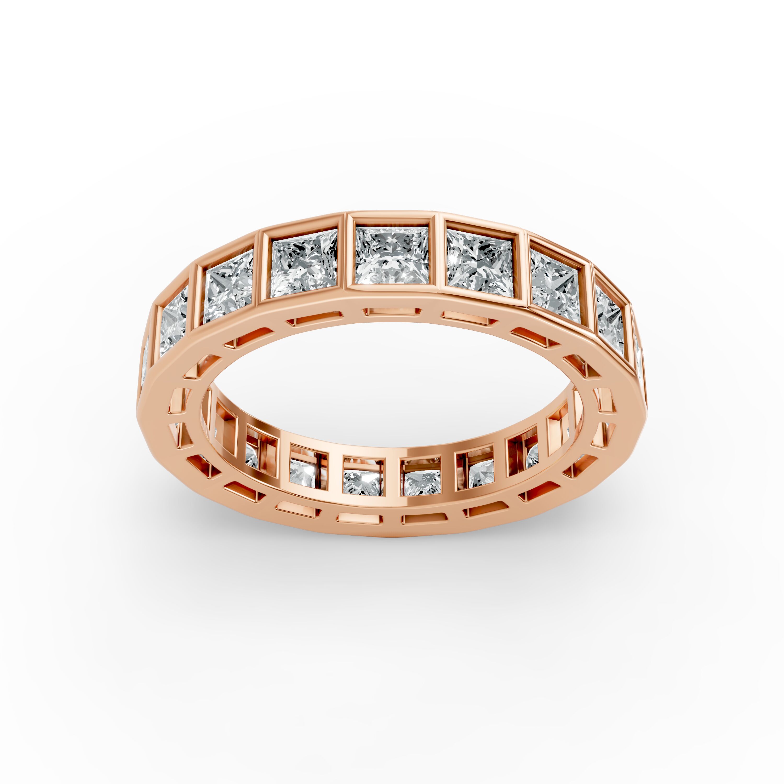 Princess Shape Diamond Eternity Bands in Gold