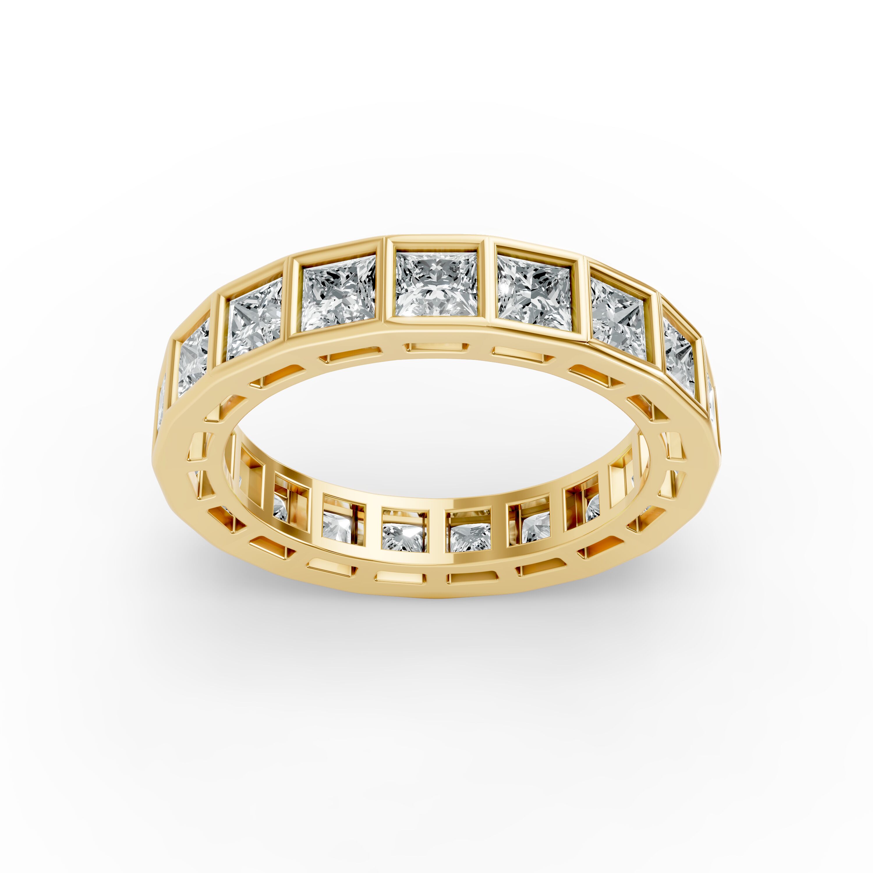 Princess Shape Diamond Eternity Bands in Gold