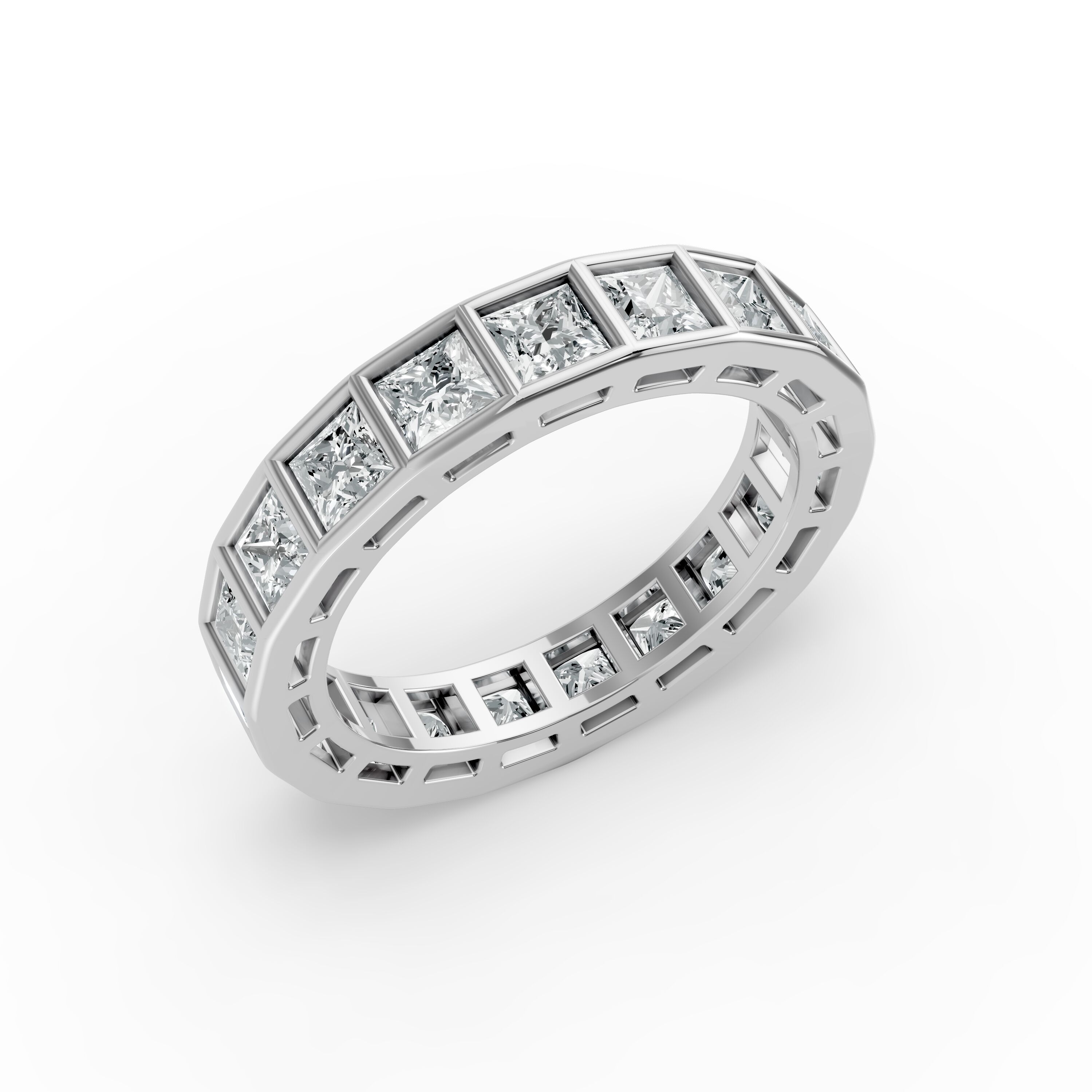 Princess Shape Diamond Eternity Bands in Gold