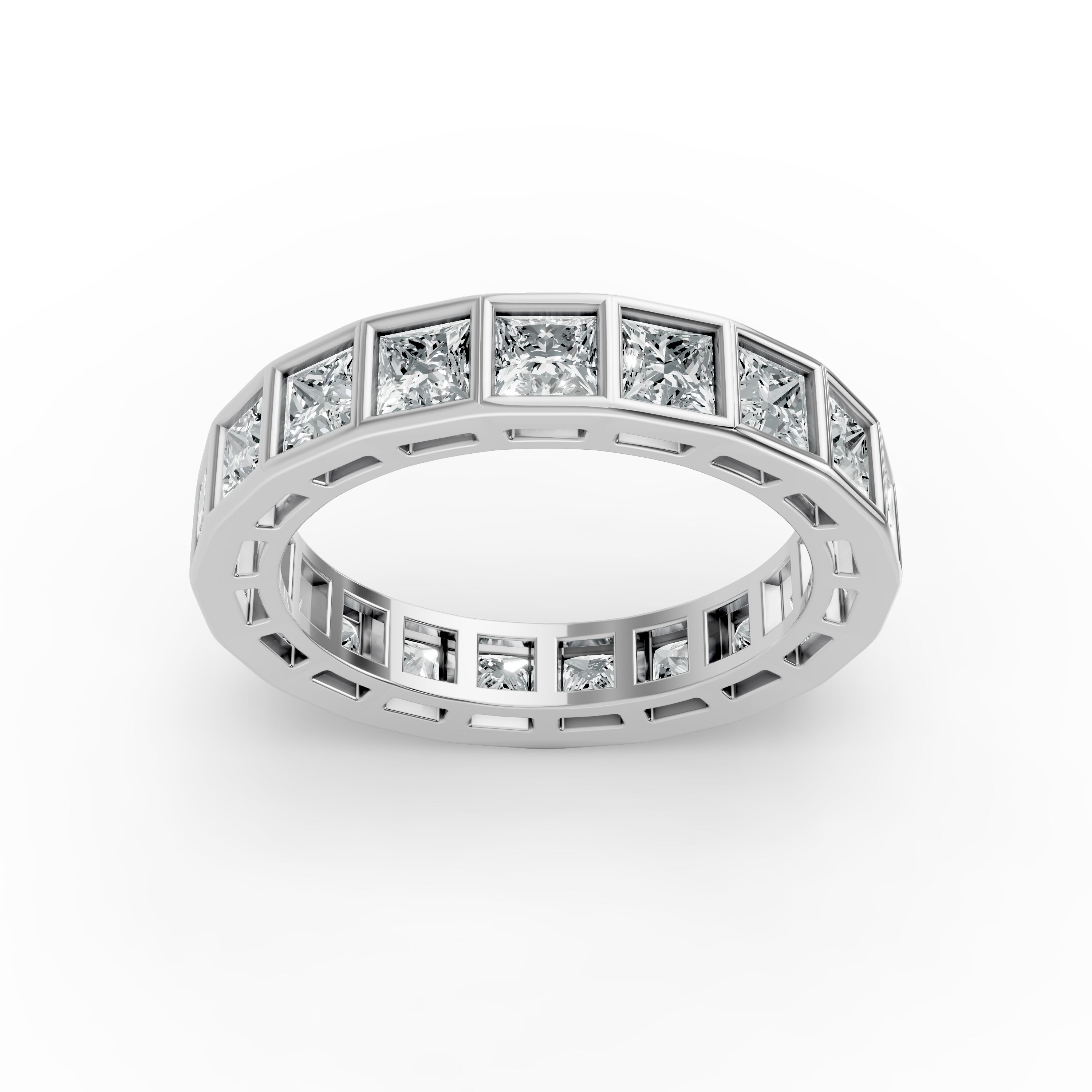 Princess Shape Diamond Eternity Bands in Gold