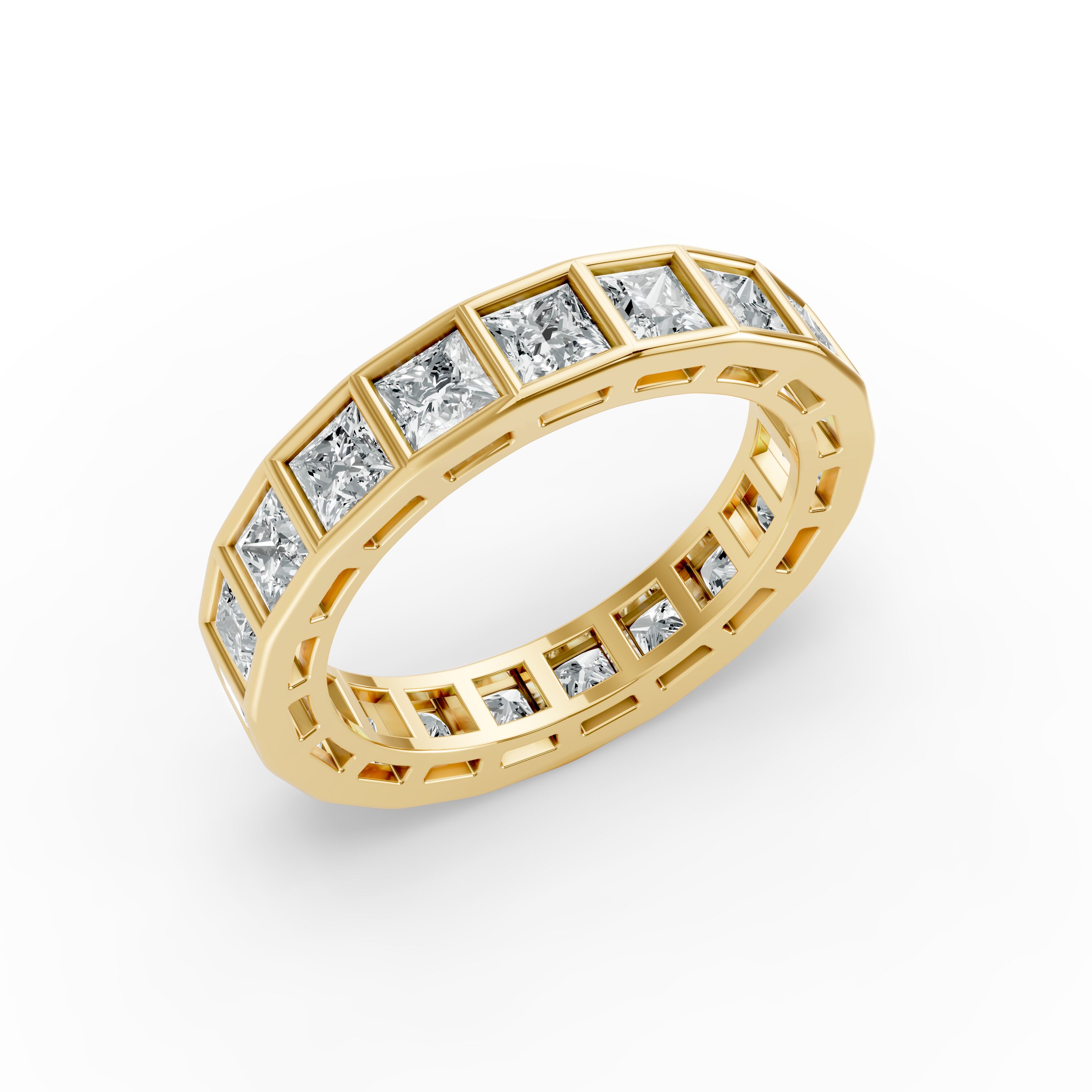 Princess Shape Diamond Eternity Bands in Gold