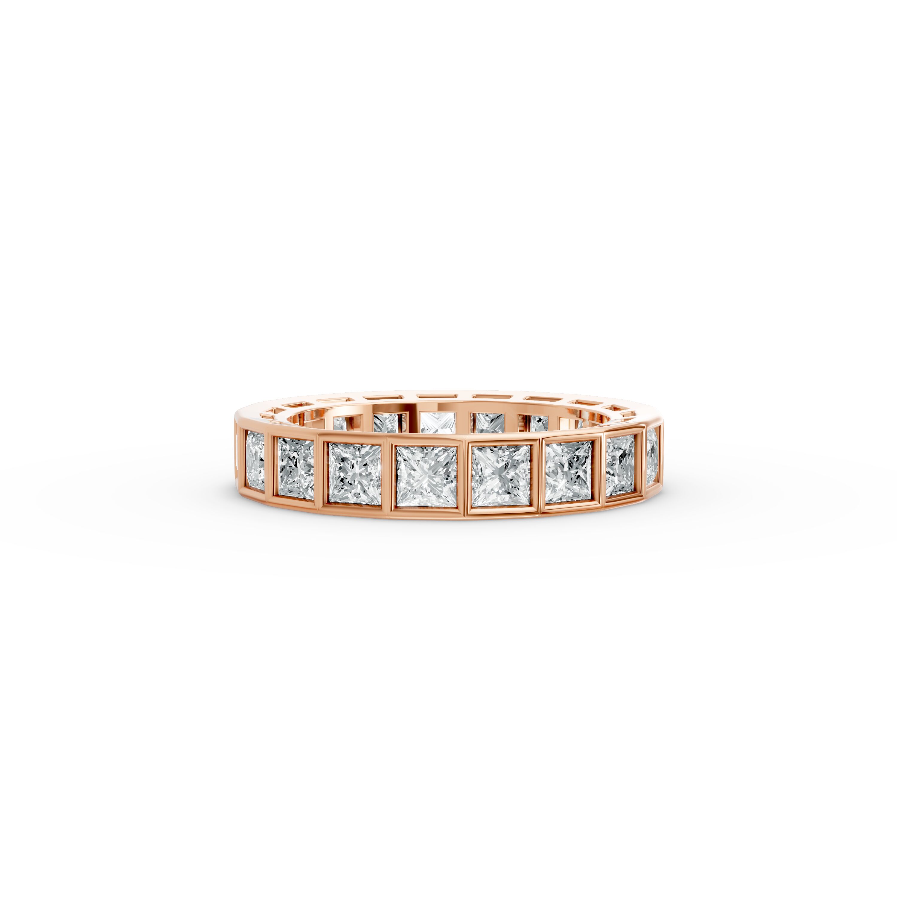 Princess Shape Diamond Eternity Bands in Gold