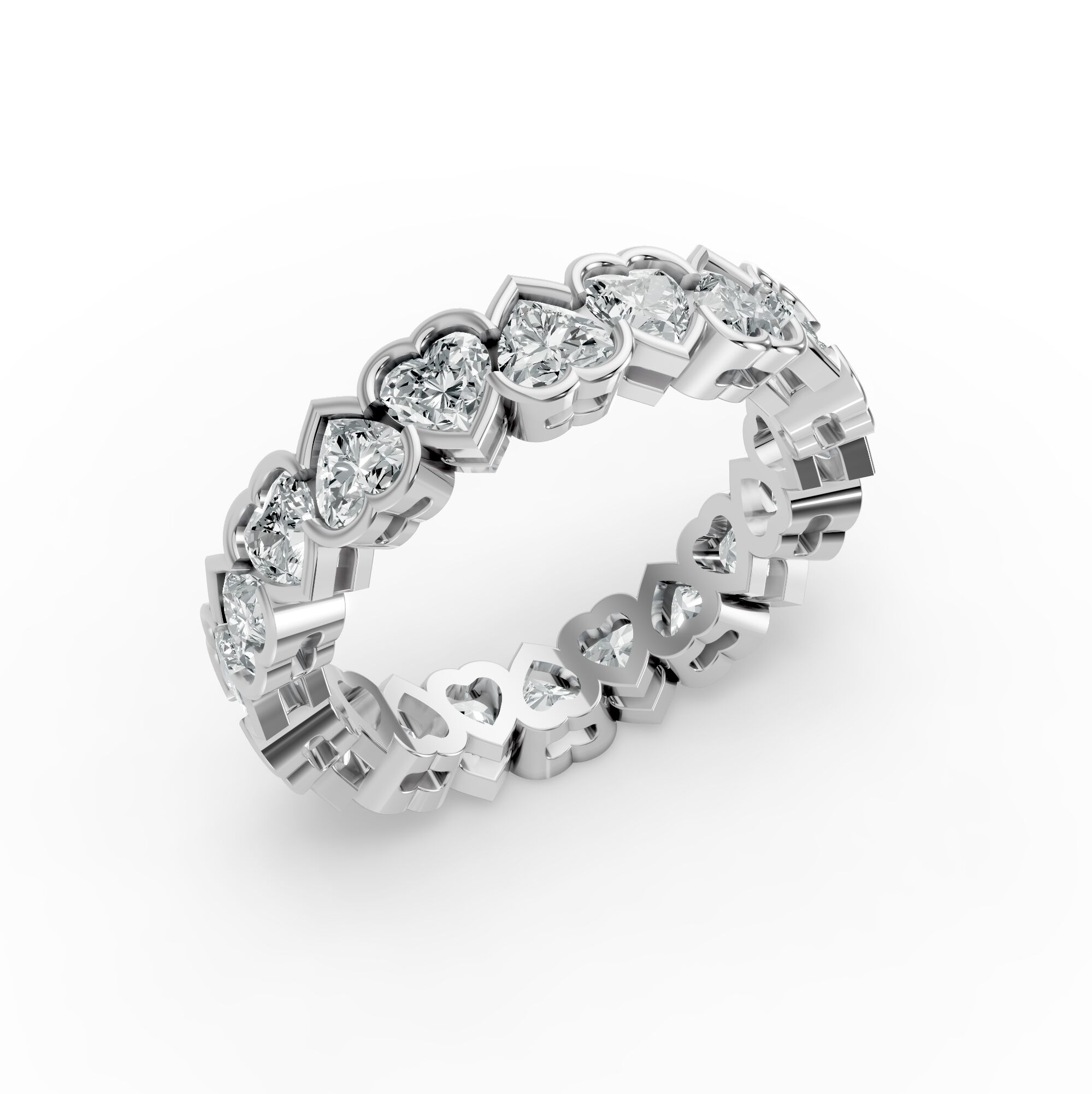 Heart Shape Diamond Eternity Bands in Gold