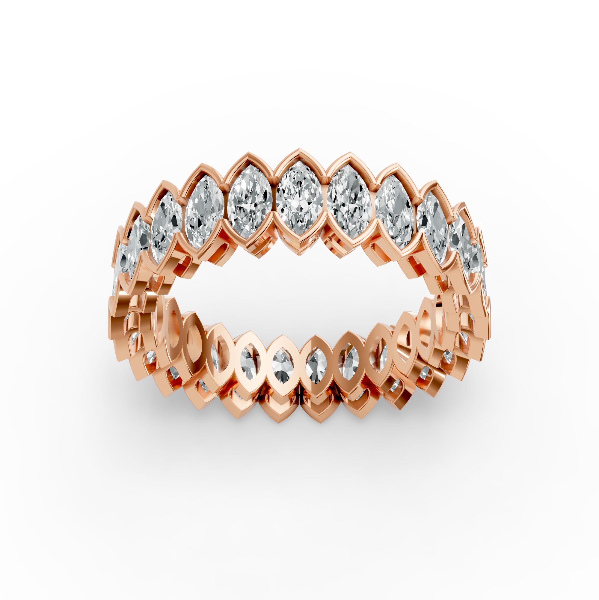 Marquise Shape Diamond Eternity Bands in Gold