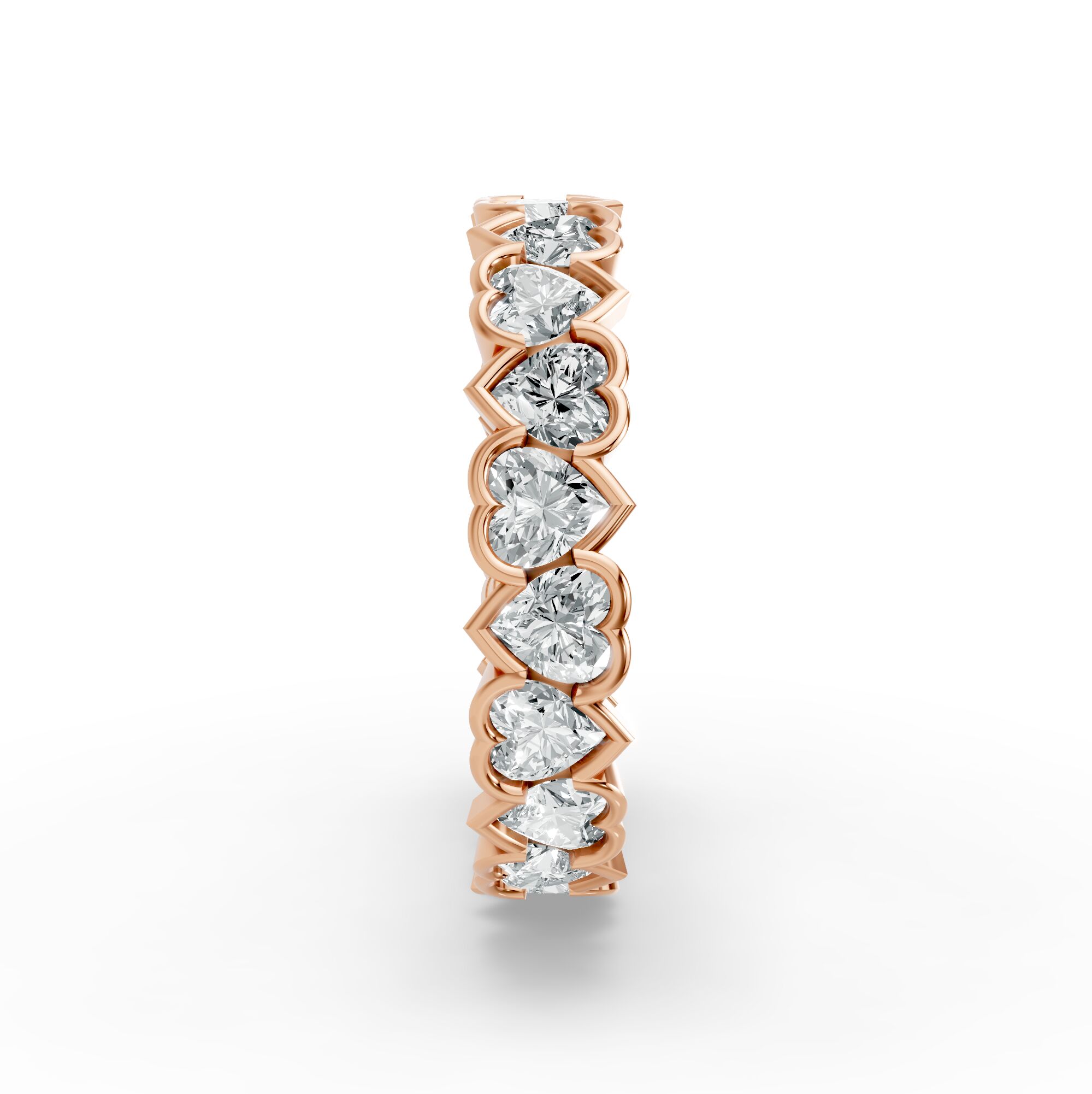 Heart Shape Diamond Eternity Bands in Gold