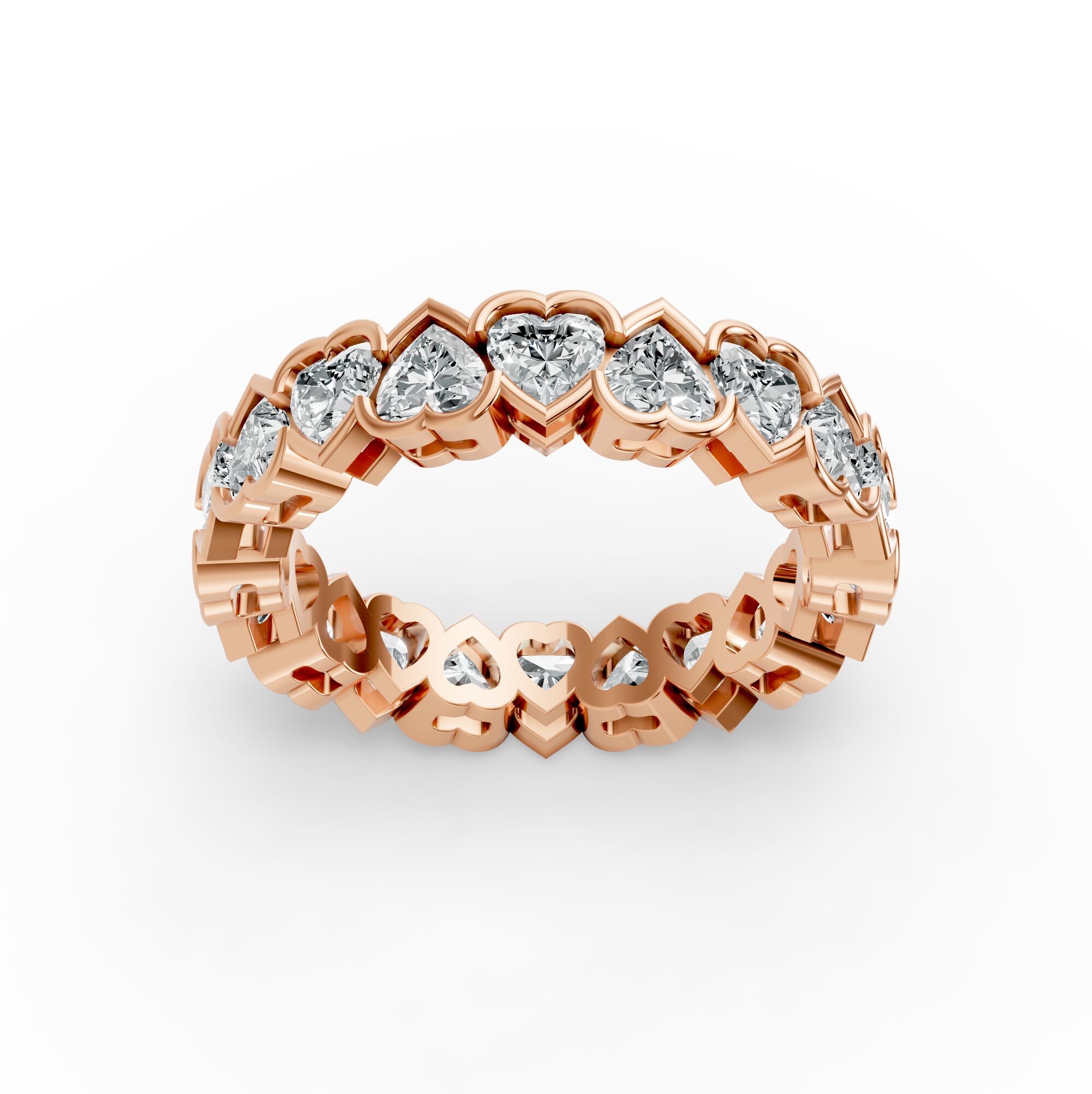 Heart Shape Diamond Eternity Bands in Gold