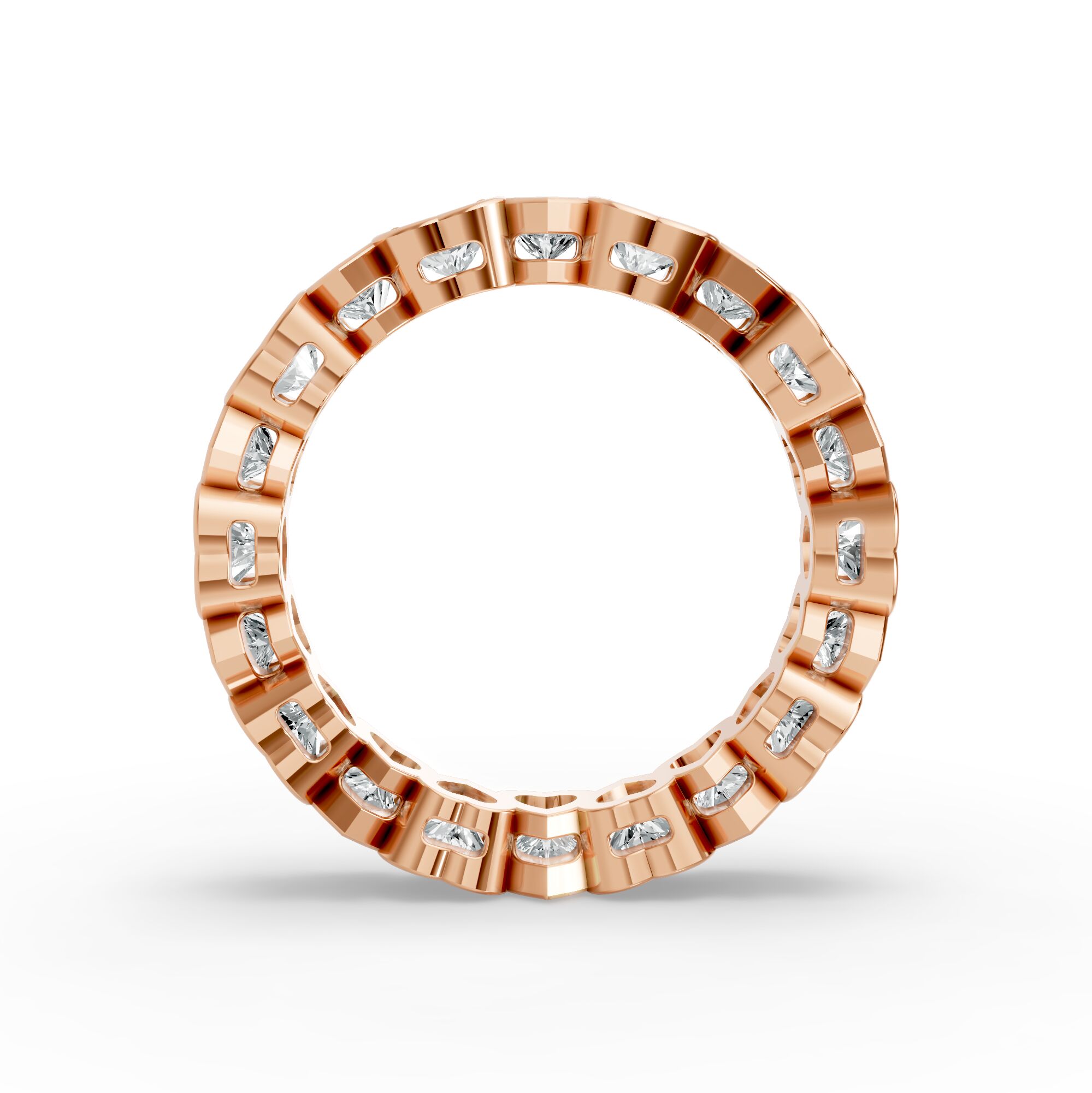 Heart Shape Diamond Eternity Bands in Gold