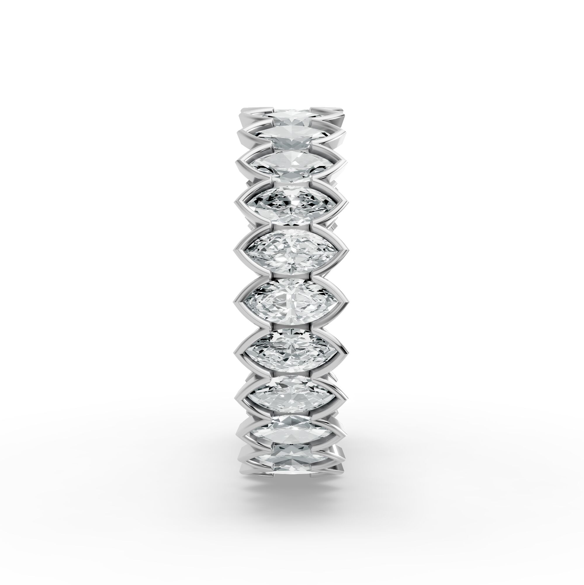 Marquise Shape Diamond Eternity Bands in Gold