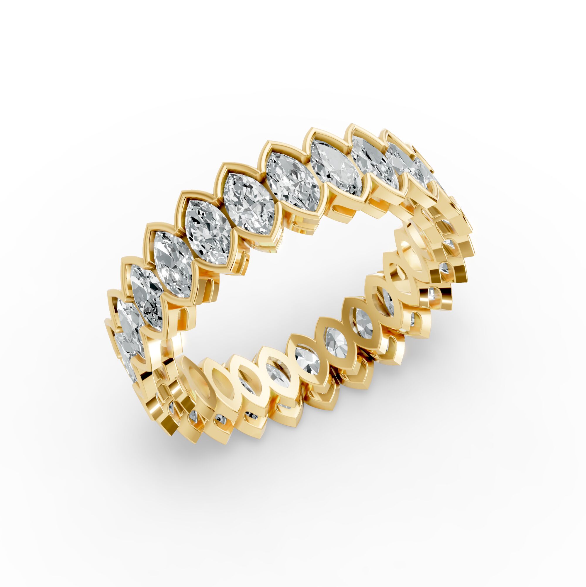 Marquise Shape Diamond Eternity Bands in Gold