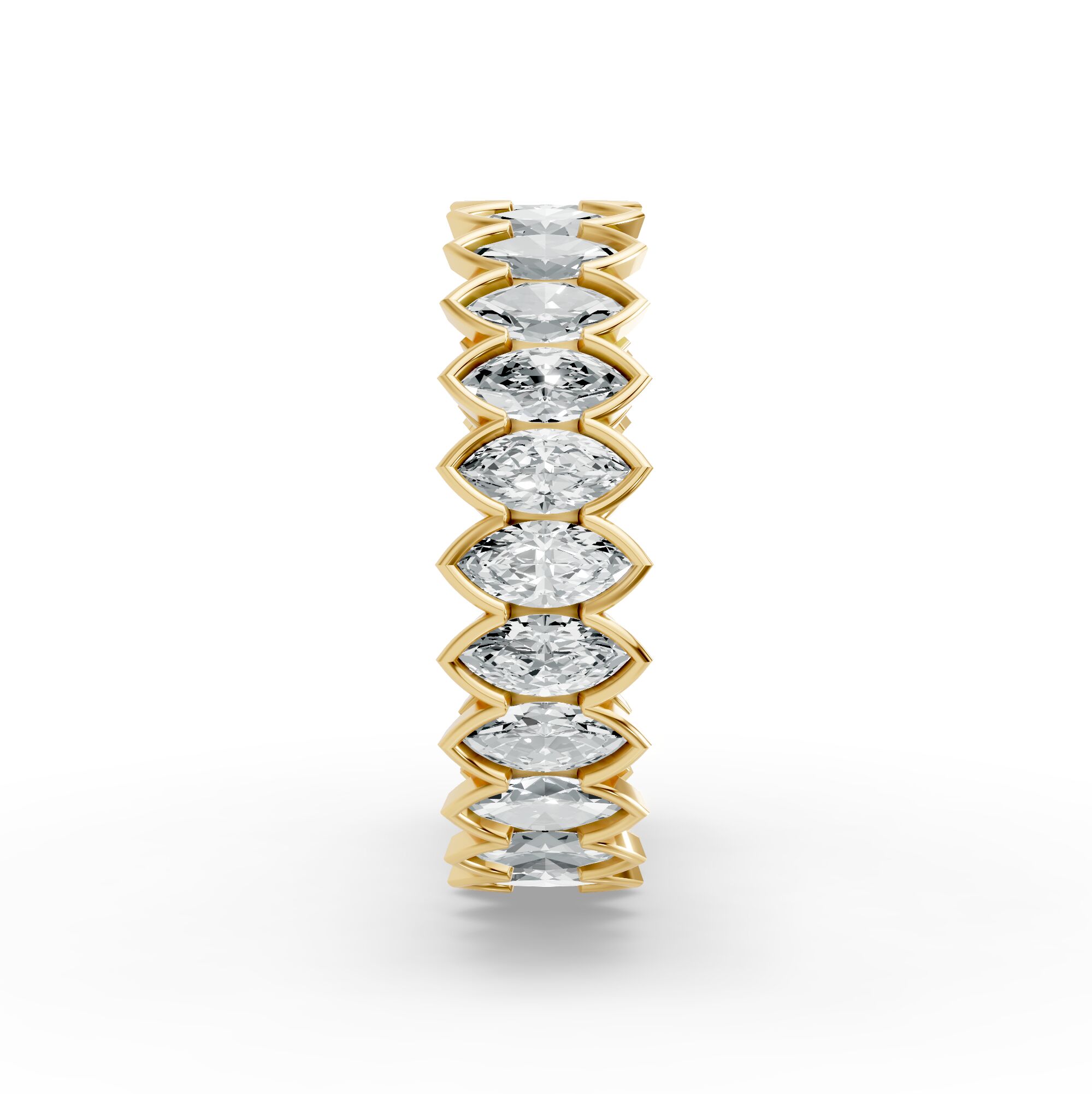Marquise Shape Diamond Eternity Bands in Gold