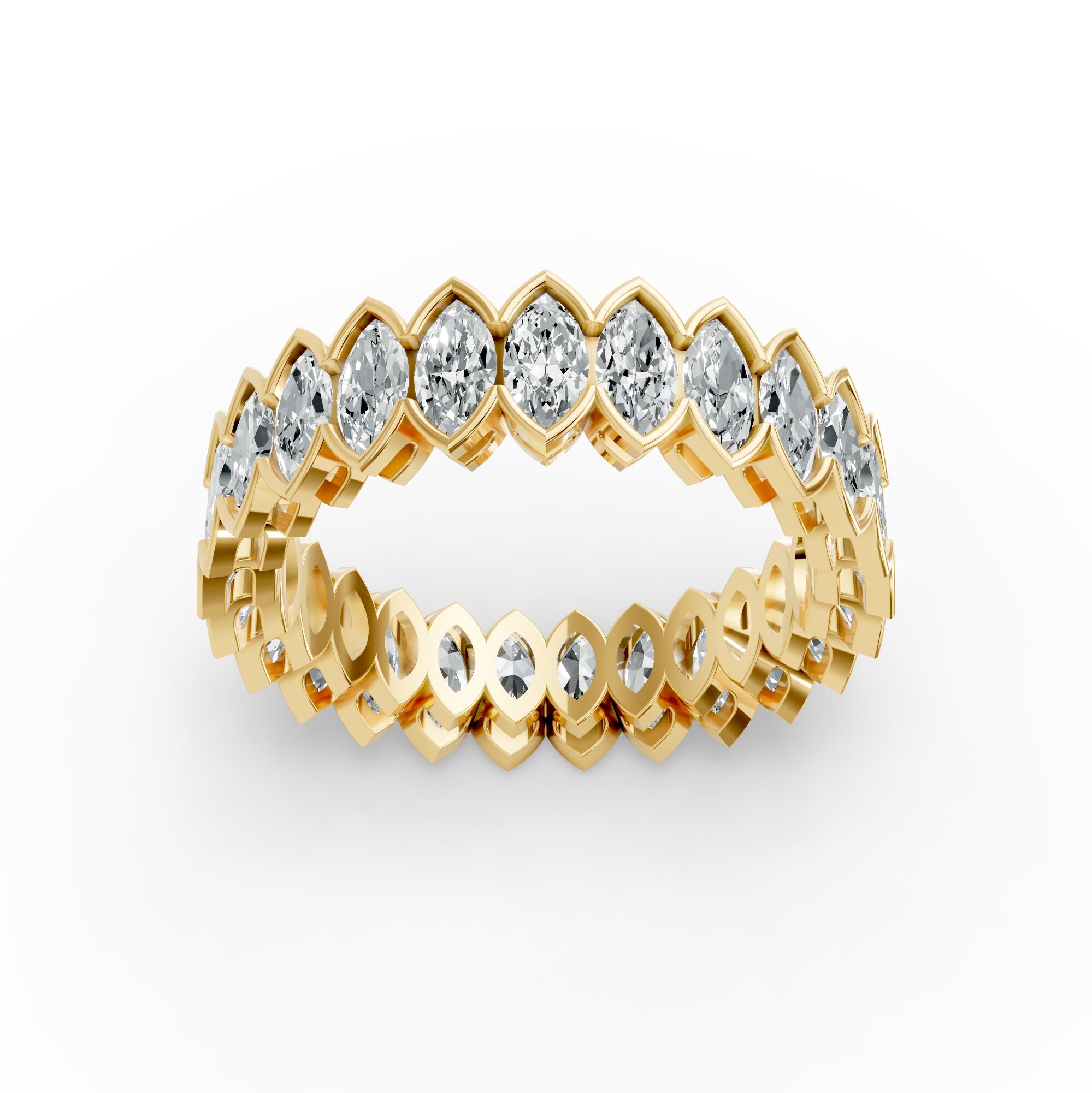 Marquise Shape Diamond Eternity Bands in Gold