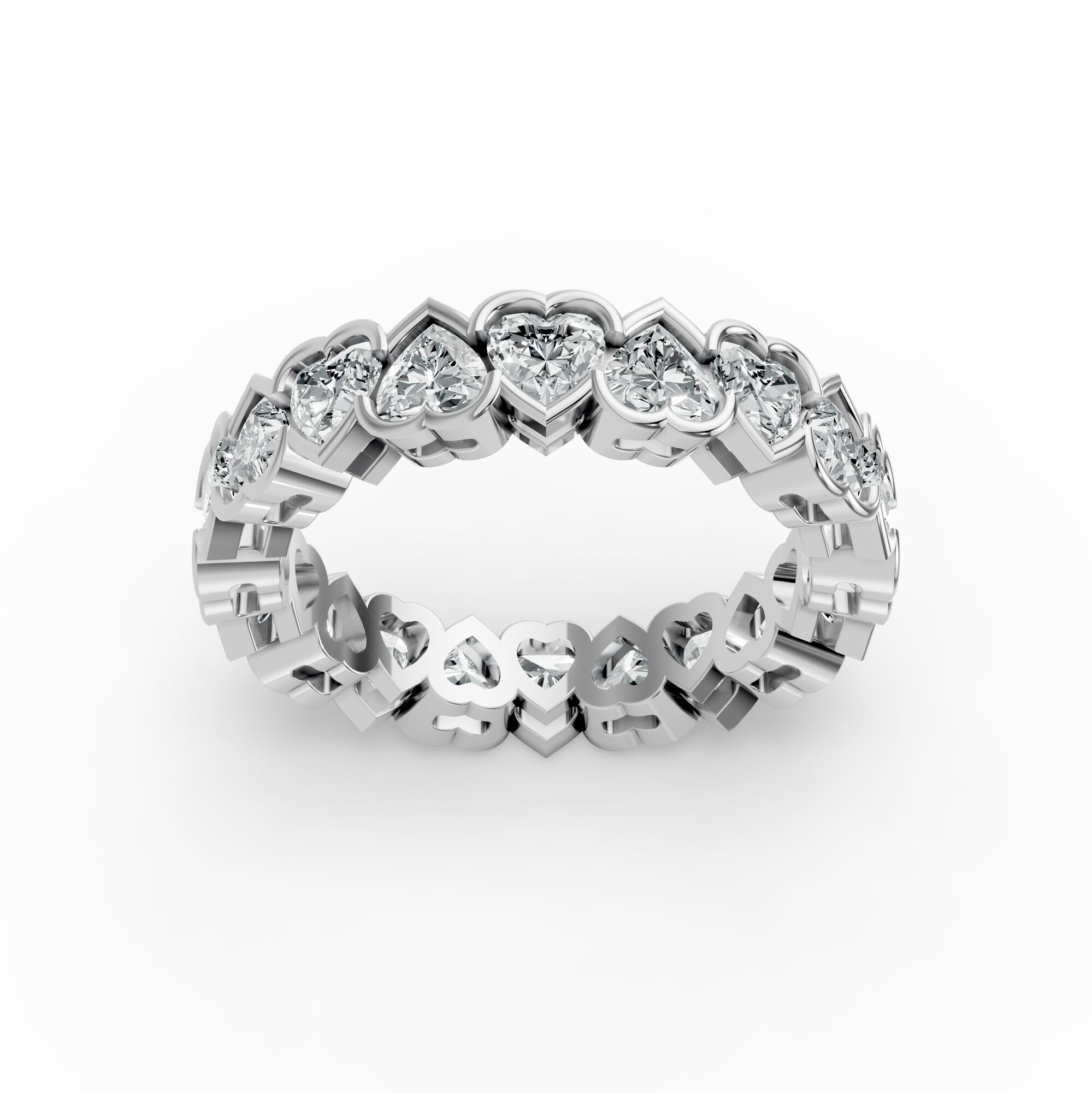 Heart Shape Diamond Eternity Bands in Gold